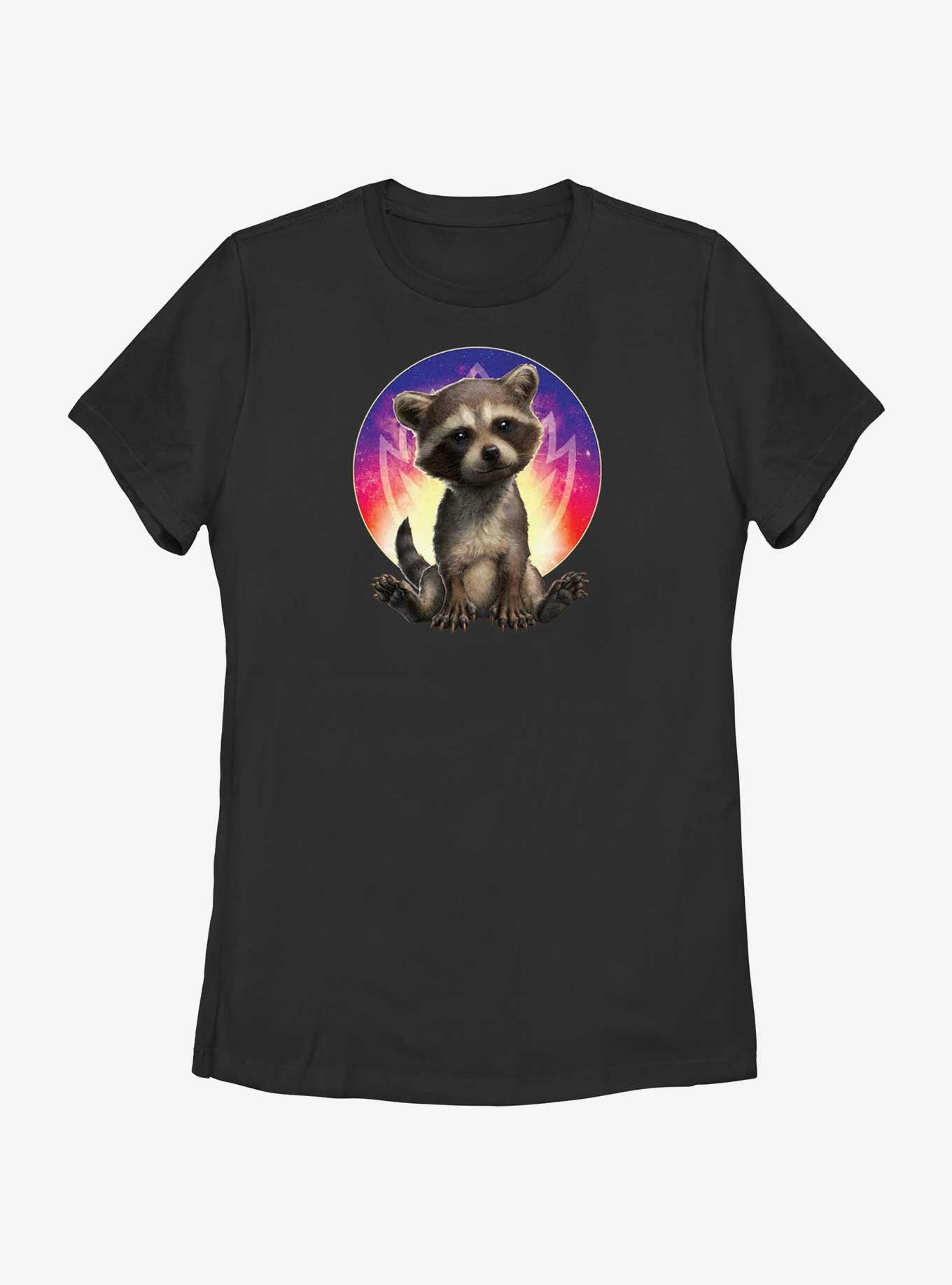 Marvel Guardians of the Galaxy Vol. 3 Baby Rocket Guardian Womens T-Shirt, BLACK, hi-res