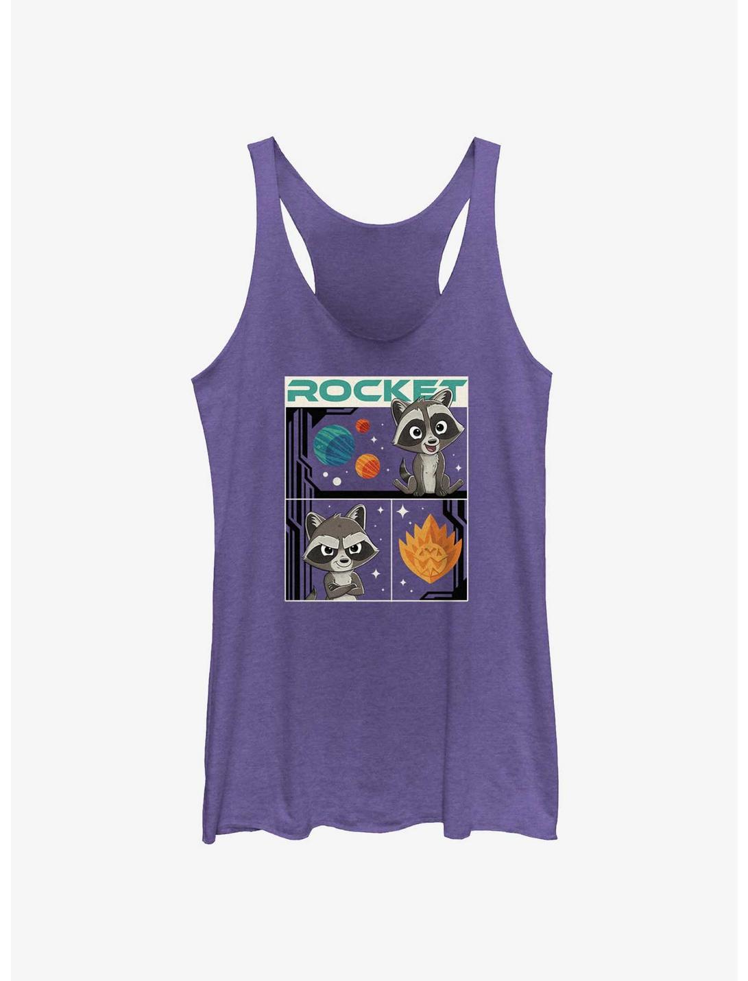 Marvel Guardians of the Galaxy Vol. 3 Baby Rocket Poster Womens Tank Top, PUR HTR, hi-res