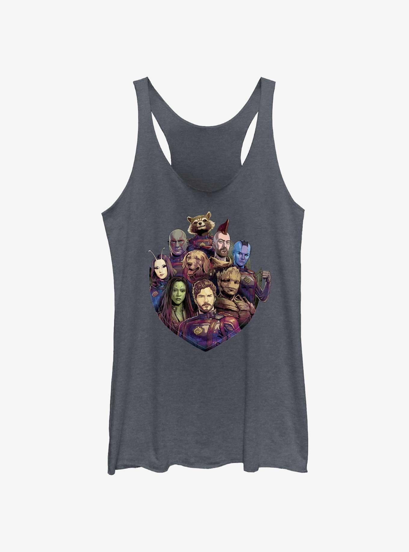 Marvel Guardians of the Galaxy Vol. 3 Badge Protectors Womens Tank Top, NAVY HTR, hi-res