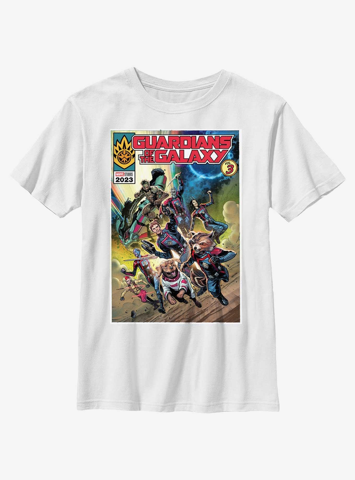 Marvel Guardians of the Galaxy Vol. 3 Comic Book Poster Youth T-Shirt, WHITE, hi-res