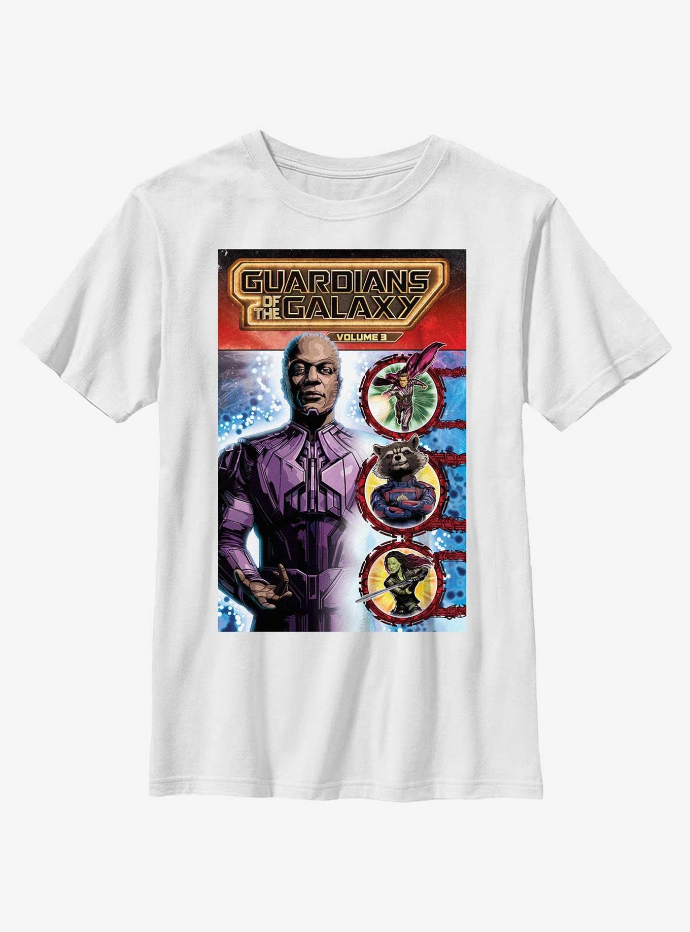 Marvel Guardians of the Galaxy Vol. 3 High Evolutionary Comic Poster Youth T-Shirt, WHITE, hi-res