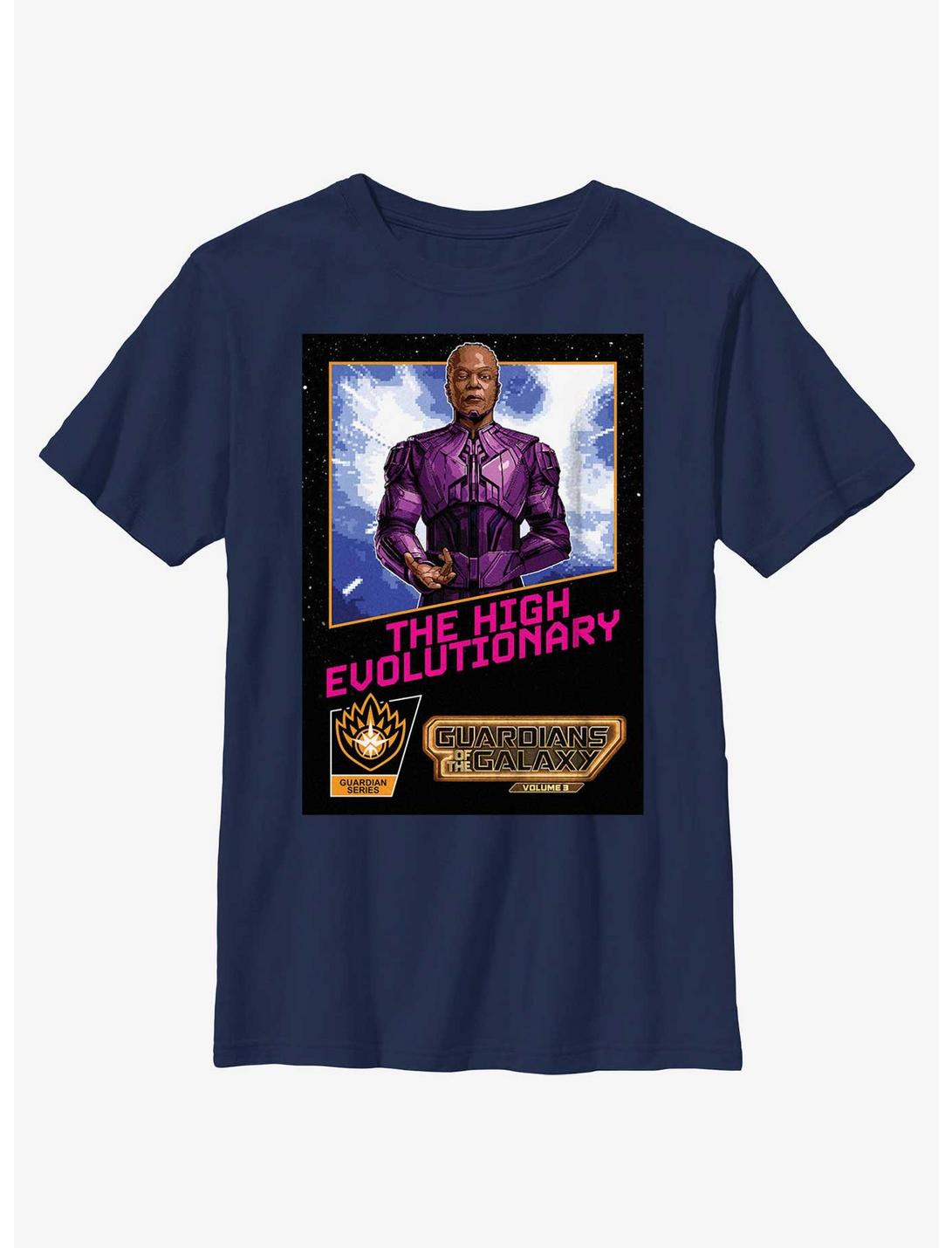 Marvel Guardians of the Galaxy Vol. 3 High Evolutionary Cosmic Poster Youth T-Shirt, NAVY, hi-res