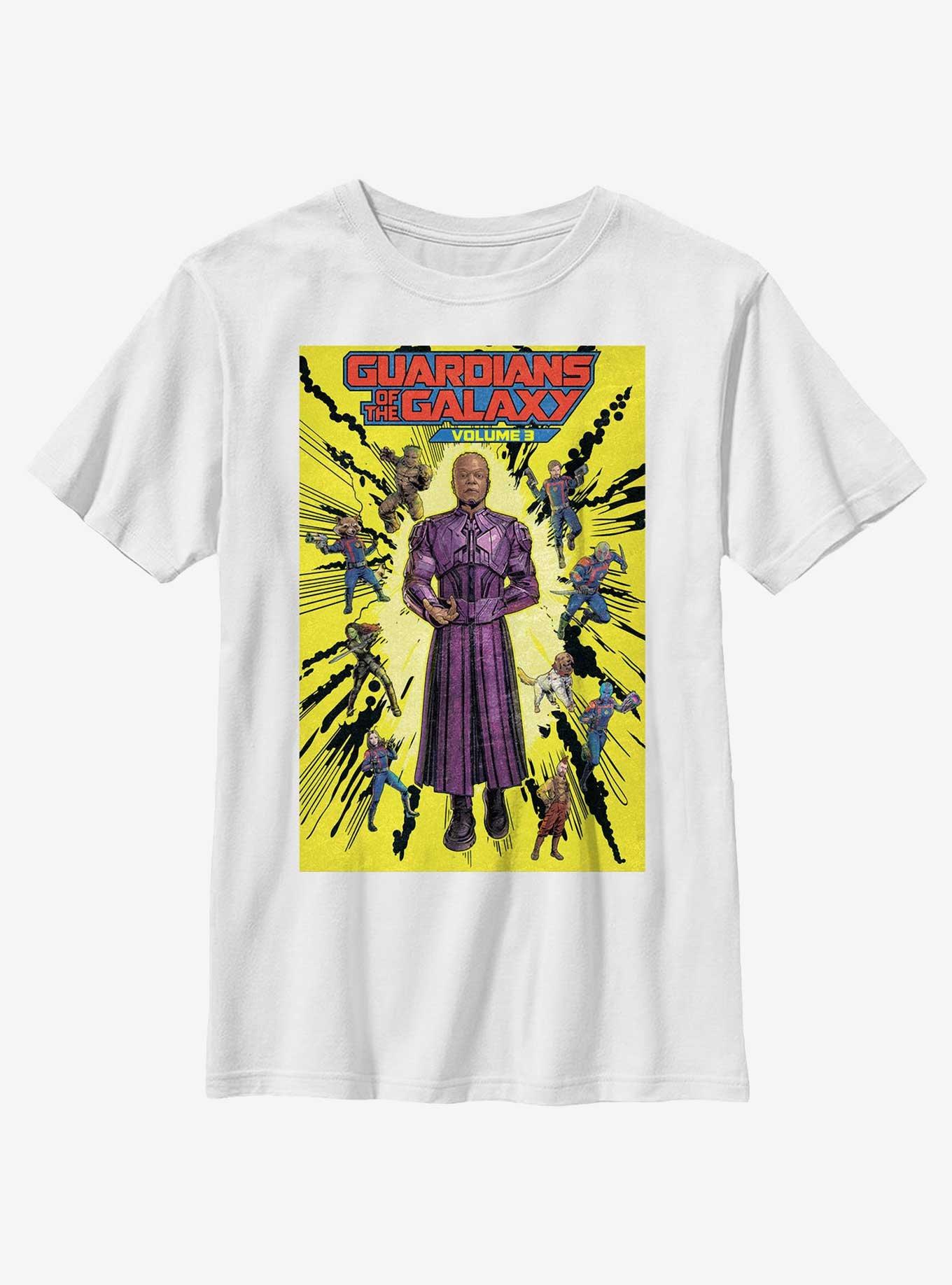 Marvel Guardians of the Galaxy Vol. 3 High Evolutionary Hero Groupshot Poster Youth T-Shirt, WHITE, hi-res