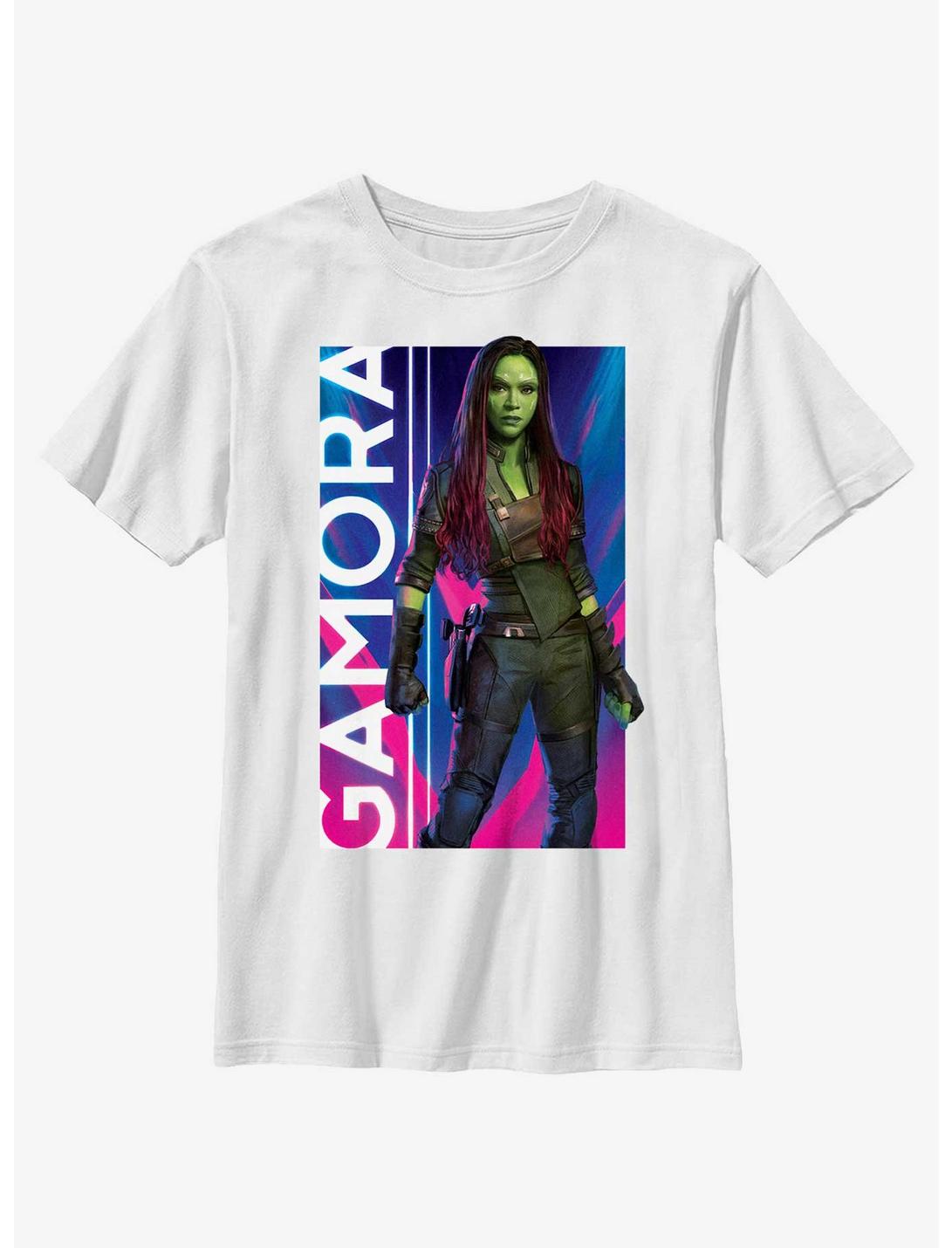 Marvel Guardians of the Galaxy Vol. 3 Gamora Hero Poster Youth T-Shirt, WHITE, hi-res