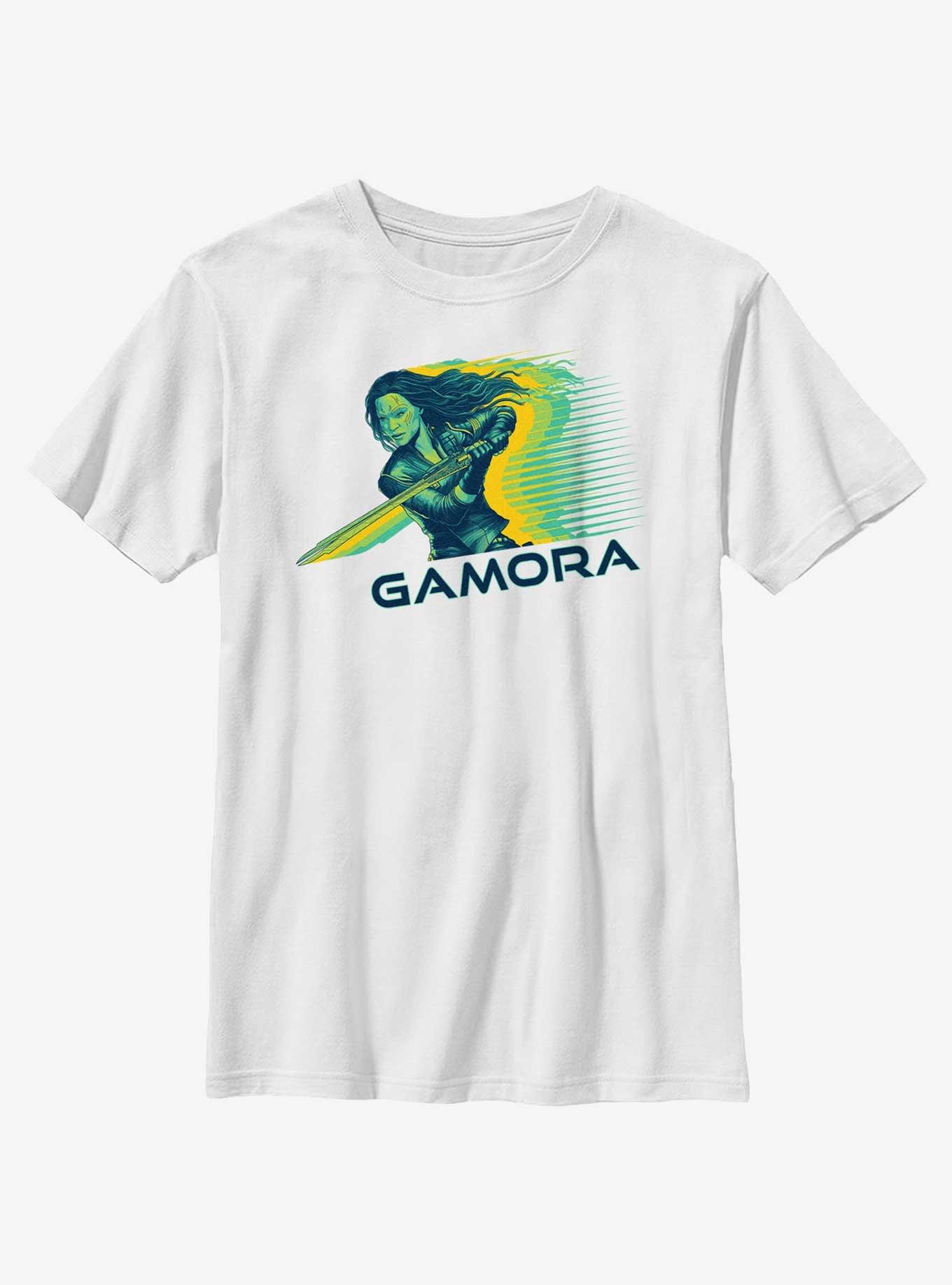 Marvel Guardians of the Galaxy Vol. 3 Gamora Sword Badge Youth T-Shirt, WHITE, hi-res