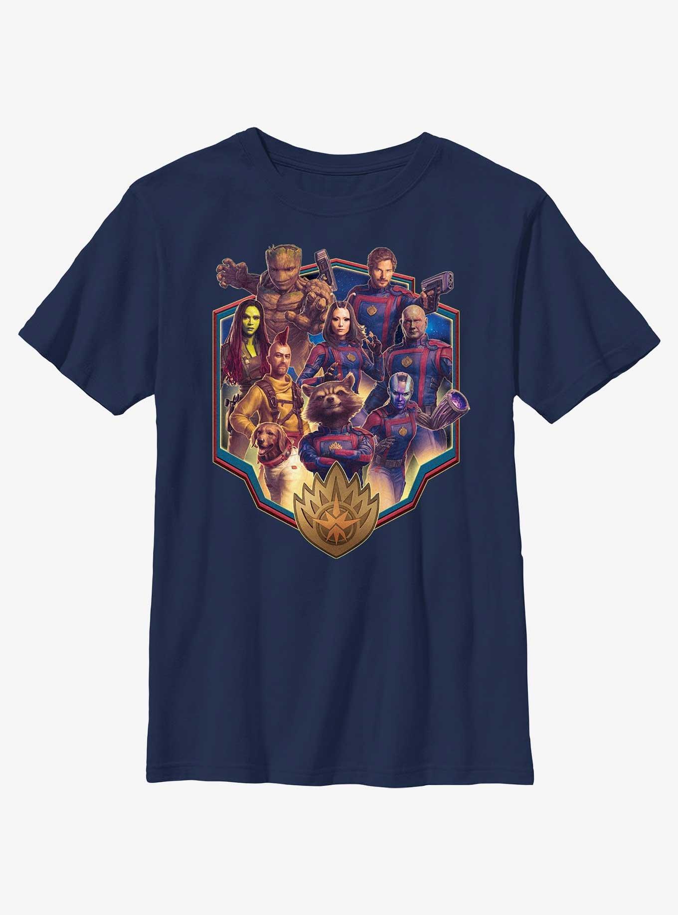 Marvel Guardians of the Galaxy Vol. 3 Guardians Family Youth T-Shirt, NAVY, hi-res