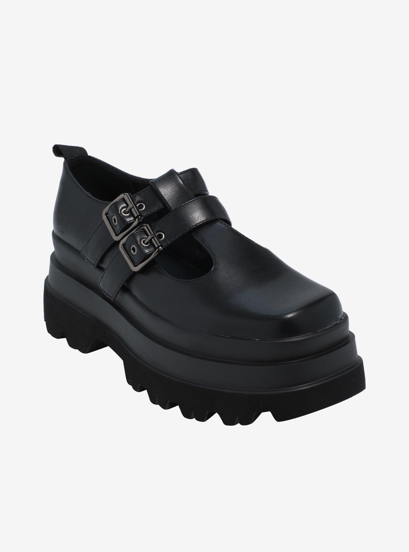 Koi Black Double Buckle Strap Mary Janes, , hi-res