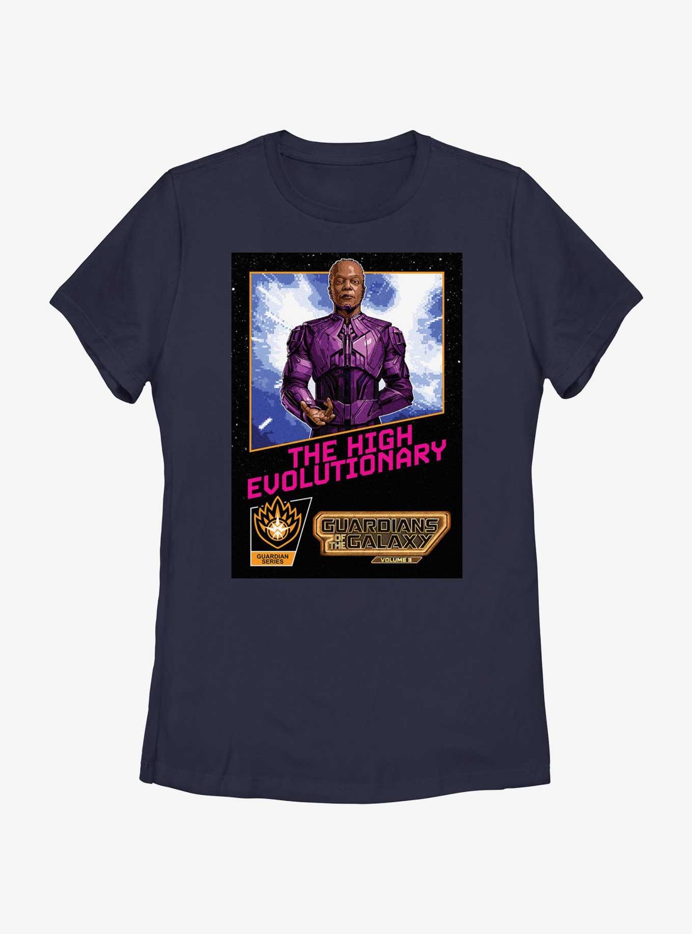 Marvel Guardians of the Galaxy Vol. 3 High Evolutionary Cosmic Poster Womens T-Shirt, NAVY, hi-res