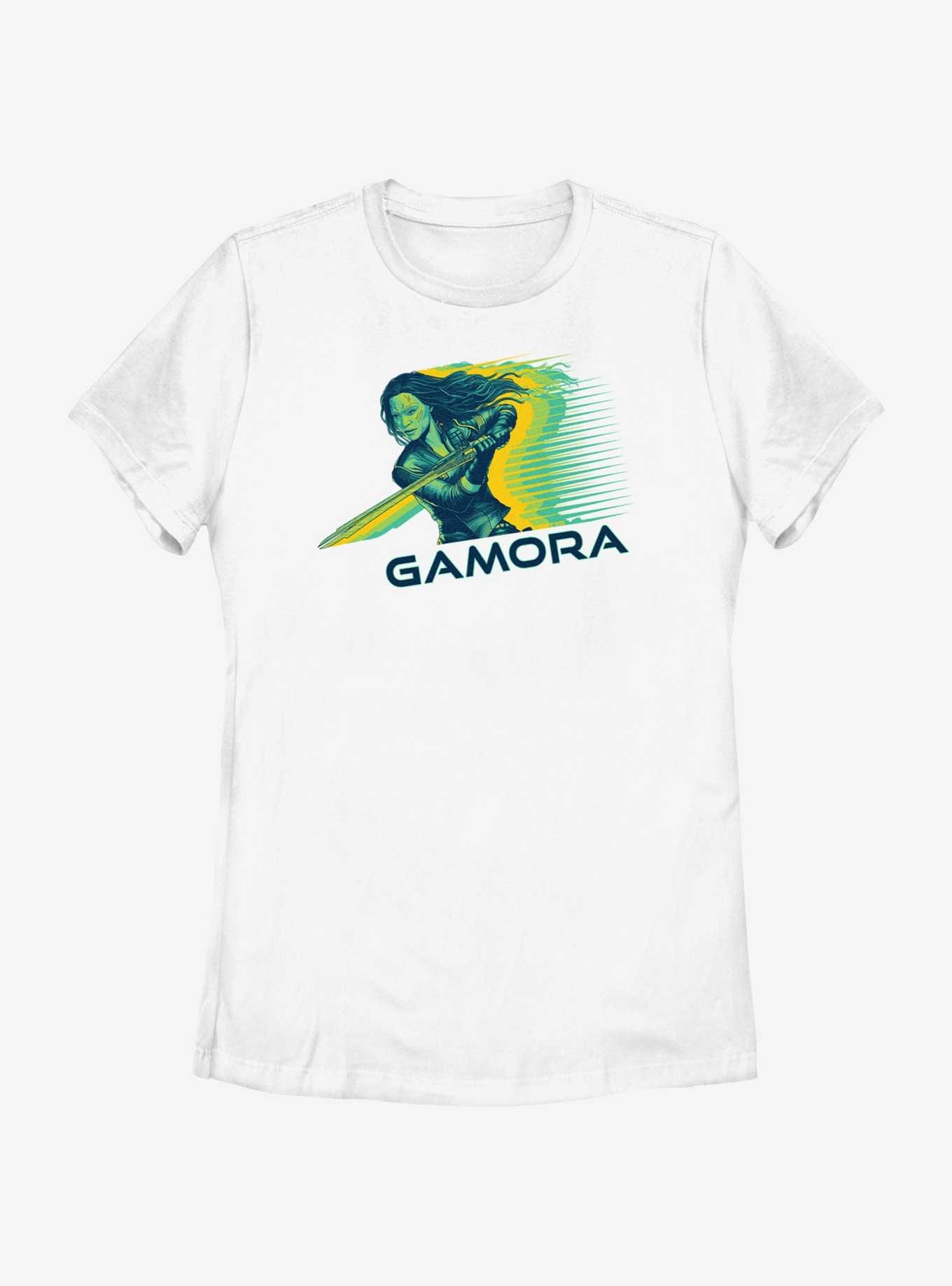 Marvel Guardians of the Galaxy Vol. 3 Gamora Sword Badge Womens T-Shirt, WHITE, hi-res