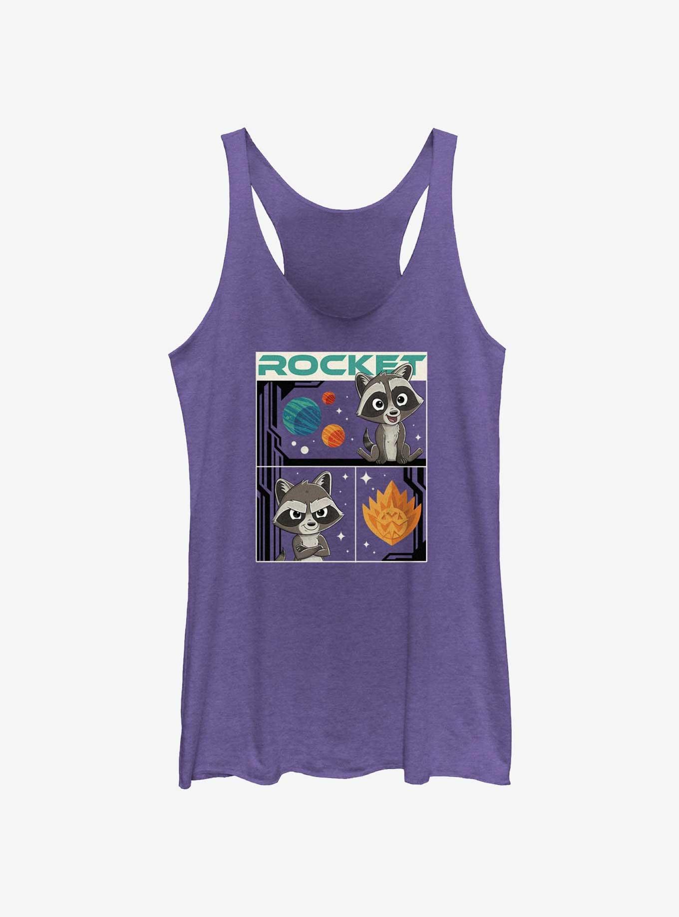 Marvel Guardians of the Galaxy Vol. 3 Baby Rocket Poster Womens Tank Top, PUR HTR, hi-res