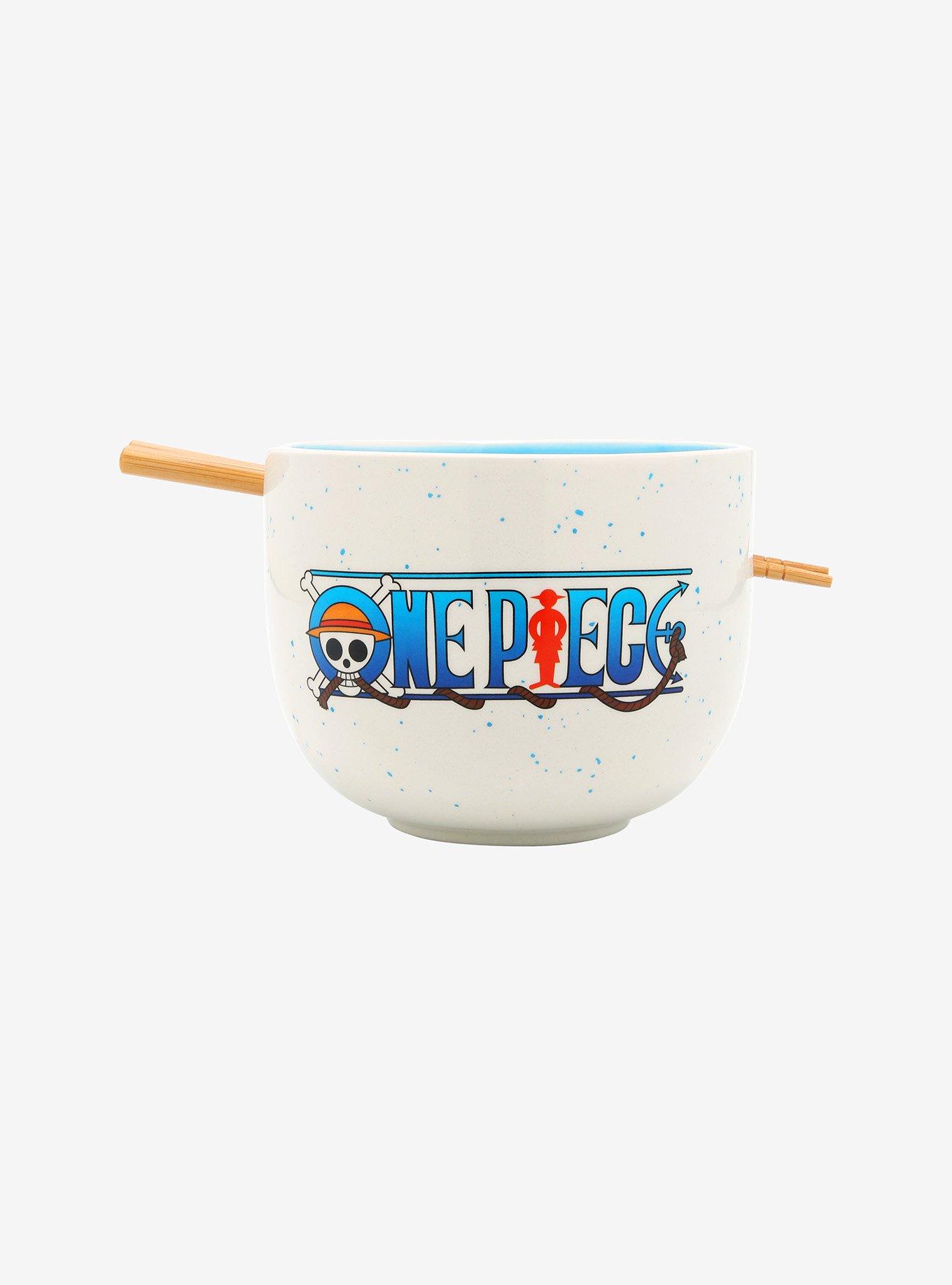 One Piece Logo Speckled Ramen Bowl with Chopsticks