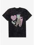 Universal Monsters Lonely Hearts Club Mineral Wash T-Shirt, BLACK MINERAL WASH, hi-res