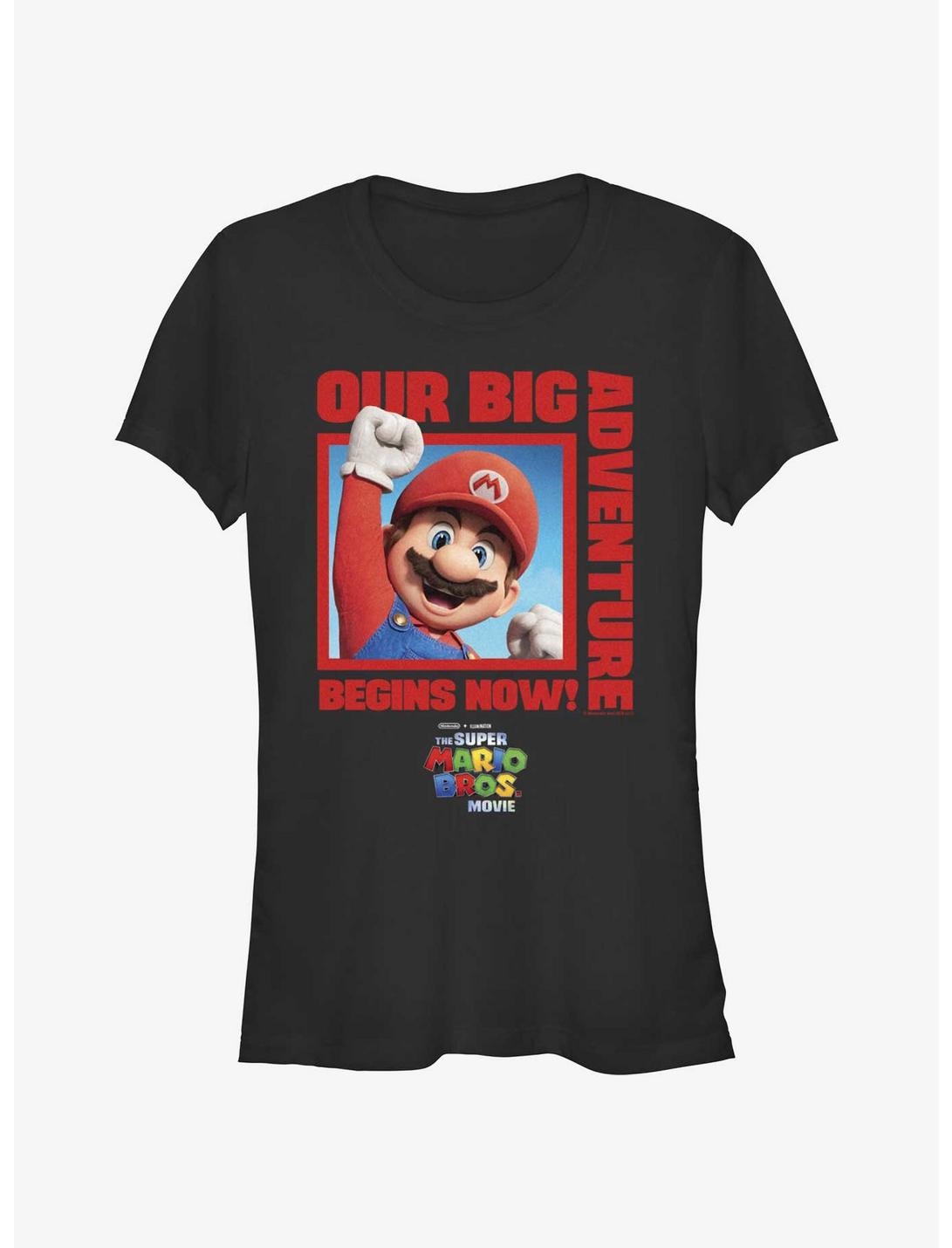 The Super Mario Bros. Movie Mario Our Big Adventure Begins Now Girls T-Shirt, BLACK, hi-res