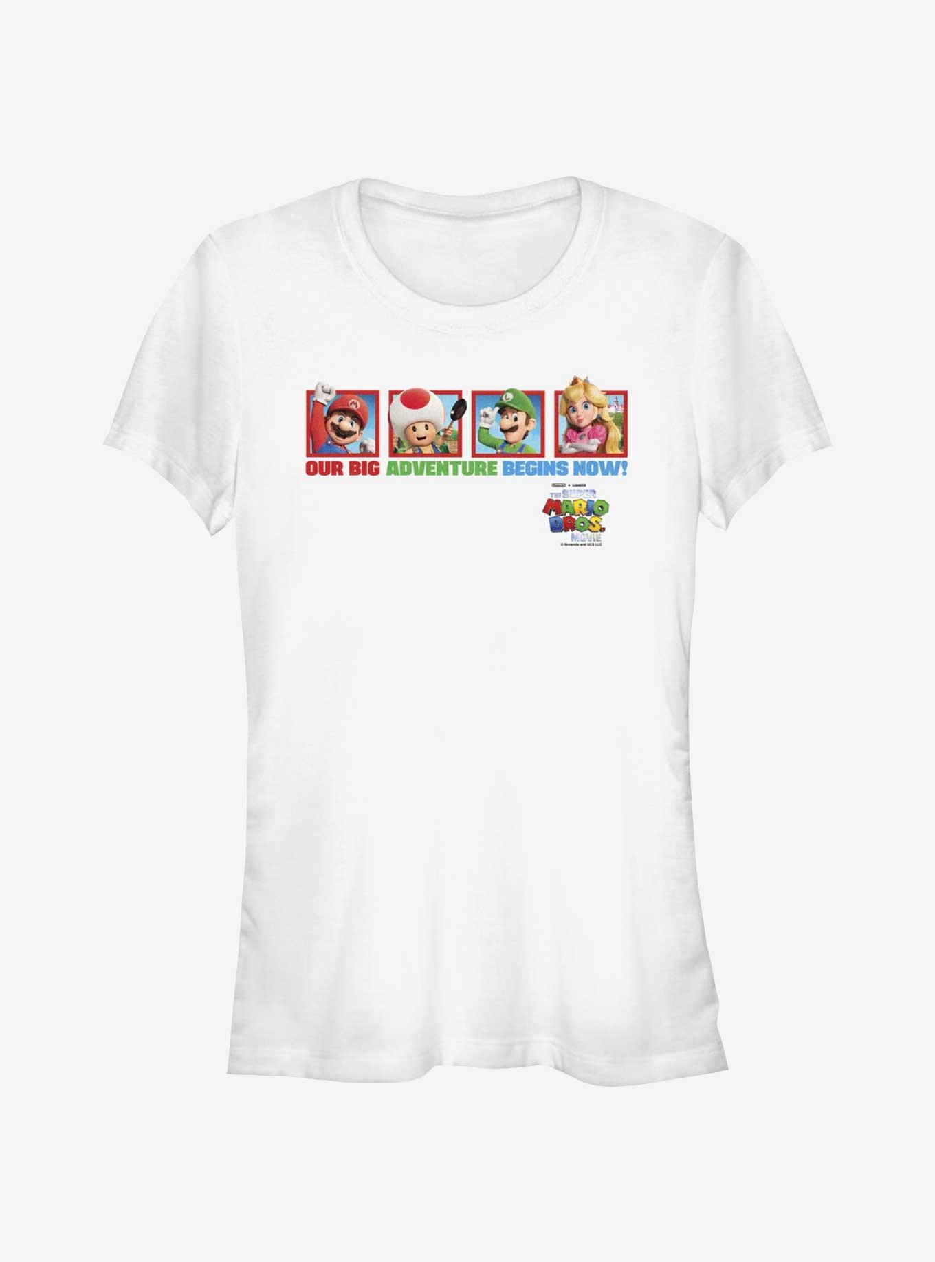 The Super Mario Bros. Movie Big Adventure Mario Toad Luigi & Princess Peach Girls T-Shirt, WHITE, hi-res