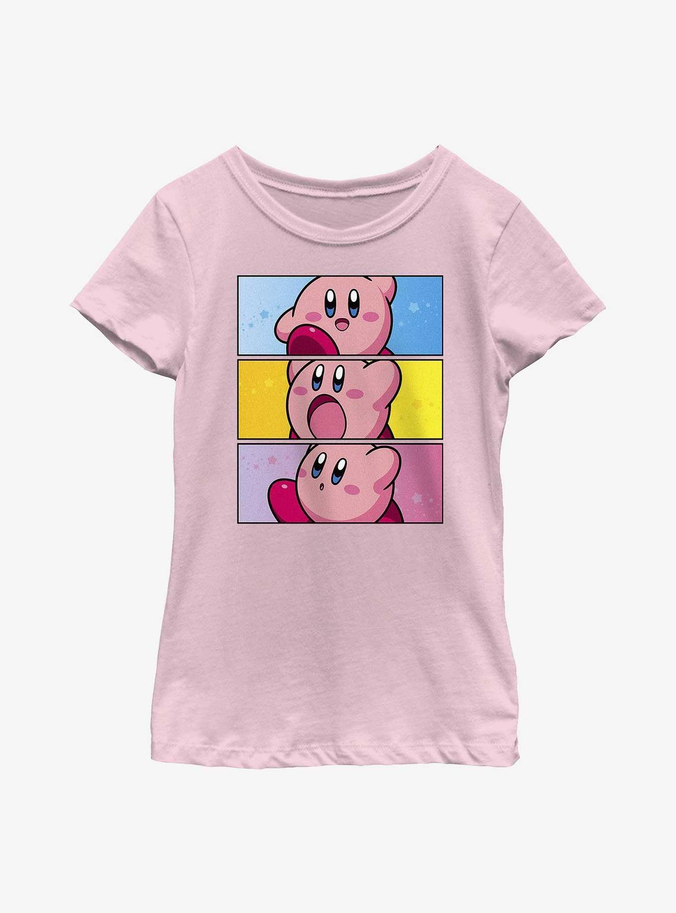 Kirby Panel Stack Youth Girls T-Shirt - PINK