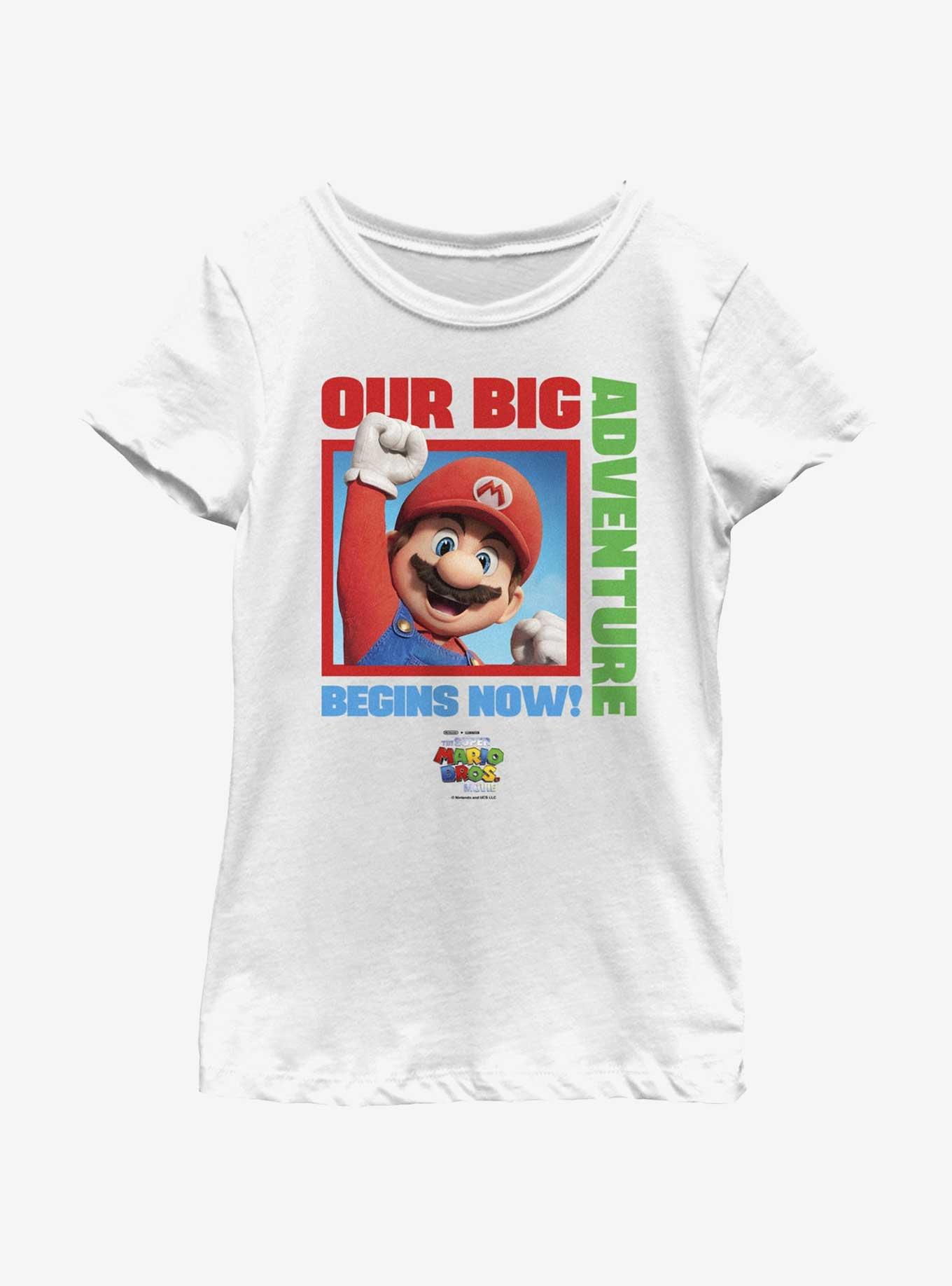 The Super Mario Bros. Movie Mario Our Big Adventure Begins Now Youth Girls T-Shirt, , hi-res