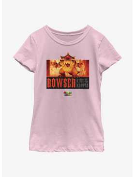 The Super Mario Bros. Movie Flaming King Bowser Poster Youth Girls T-Shirt, , hi-res