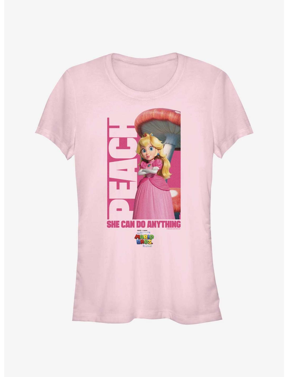 The Super Mario Bros. Movie Peach She Can Do Anything Girls T-Shirt, LIGHT PINK, hi-res
