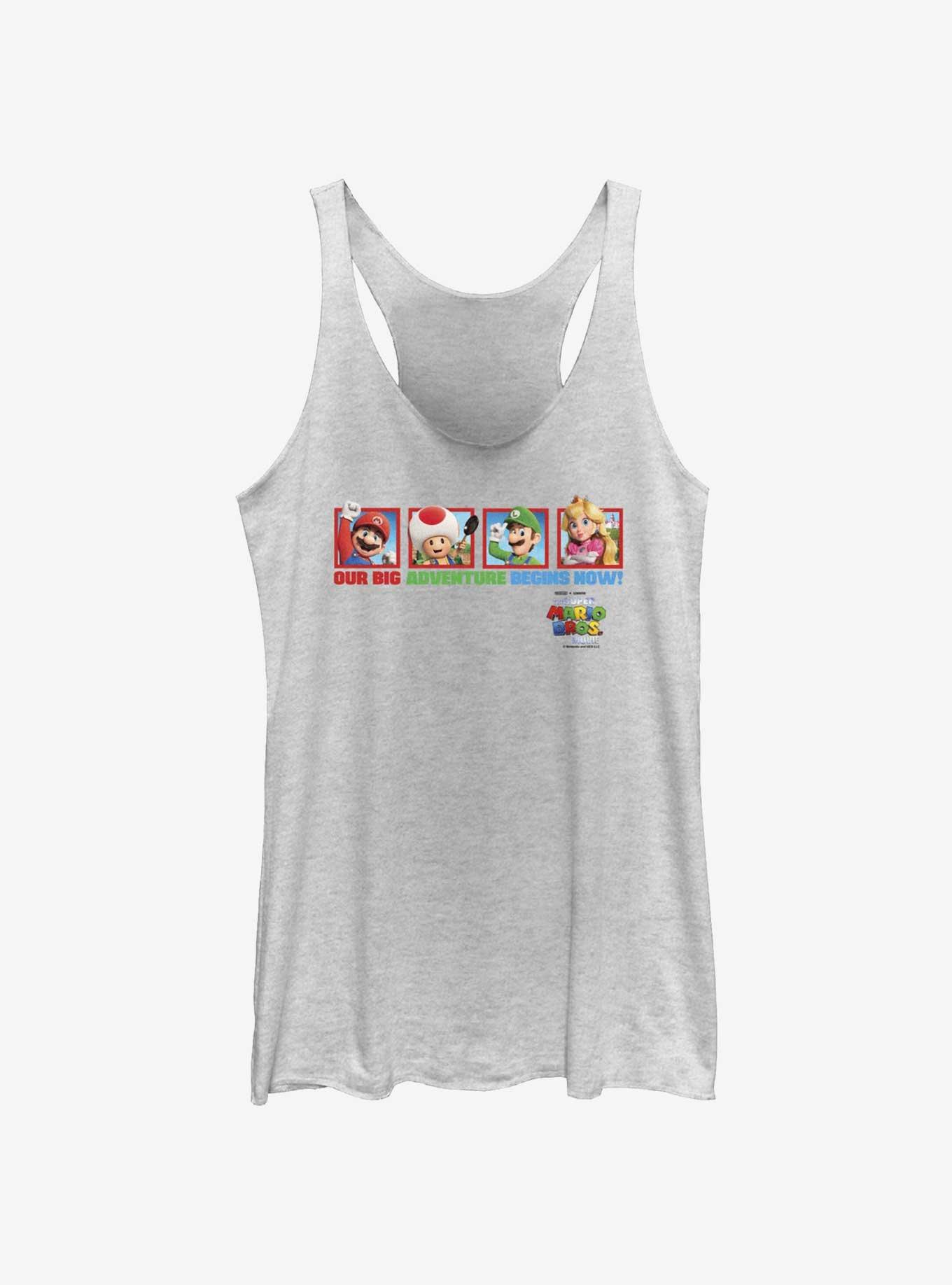 The Super Mario Bros. Movie Big Adventure Mario Toad Luigi & Princess Peach Girls Tank, WHITE HTR, hi-res