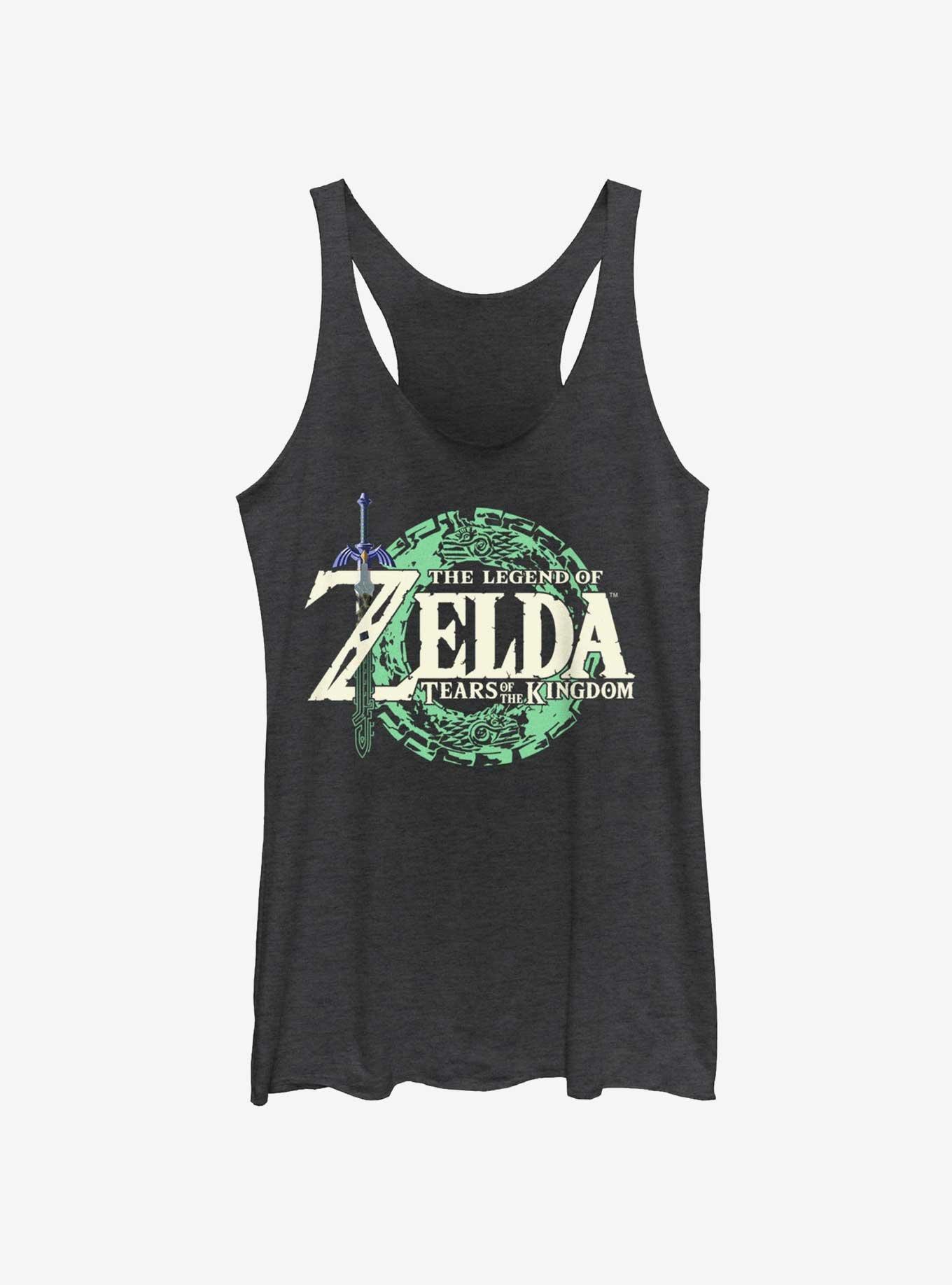 The Legend of Zelda: Tears of the Kingdom Logo Girls Tank, BLK HTR, hi-res