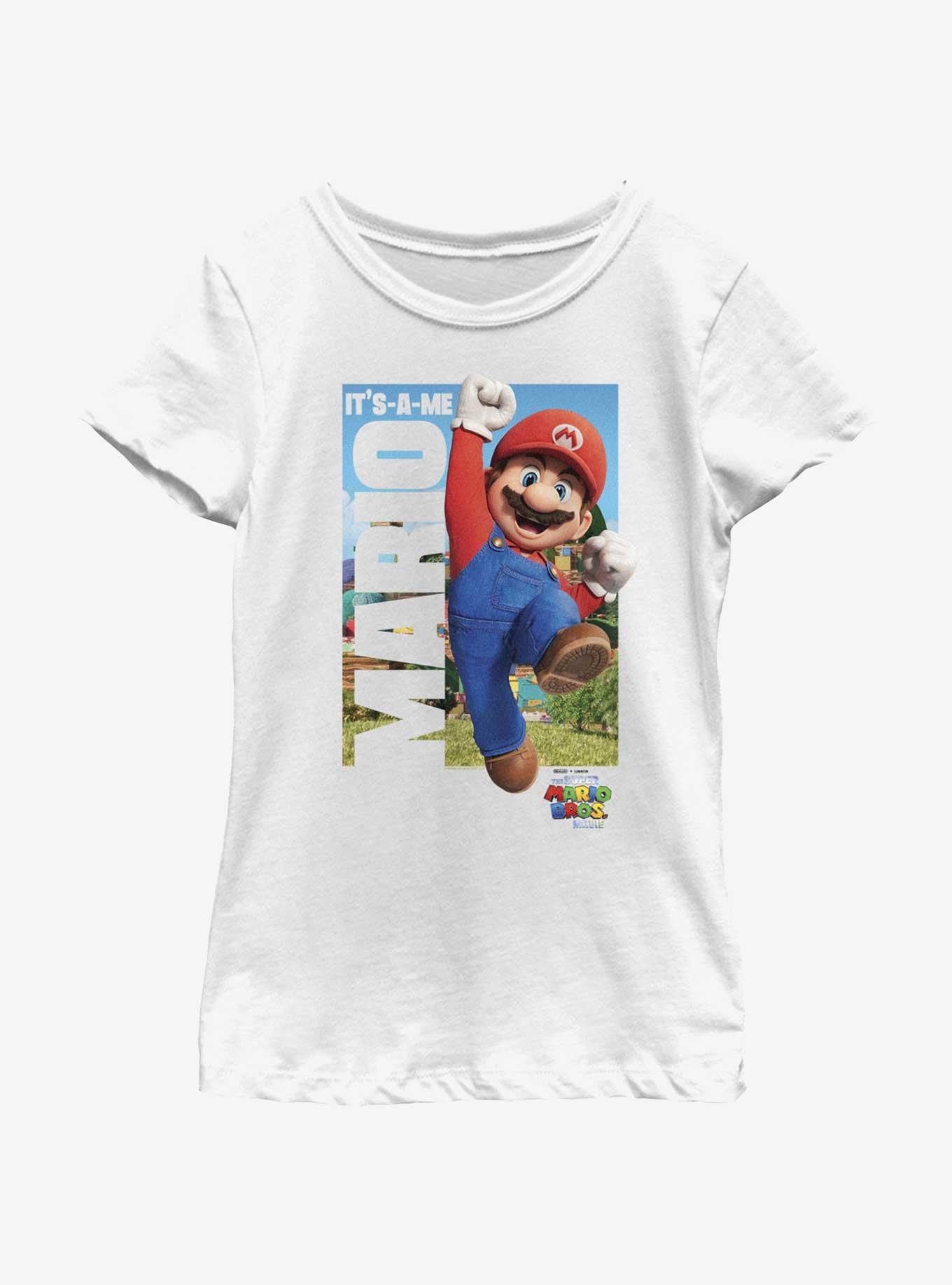 The Super Mario Bros. Movie It's-A-Me Mario Youth Girls T-Shirt, WHITE, hi-res