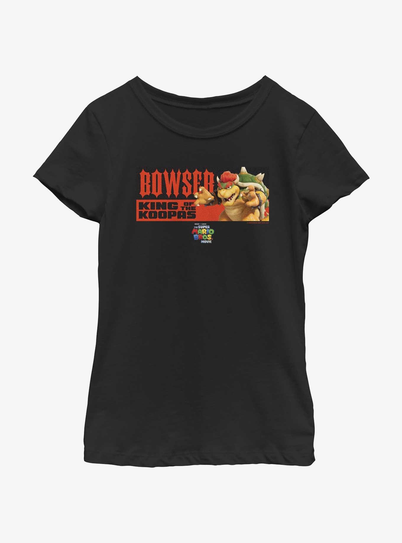 The Super Mario Bros. Movie Bowser King of Koopas Youth Girls T-Shirt, BLACK, hi-res