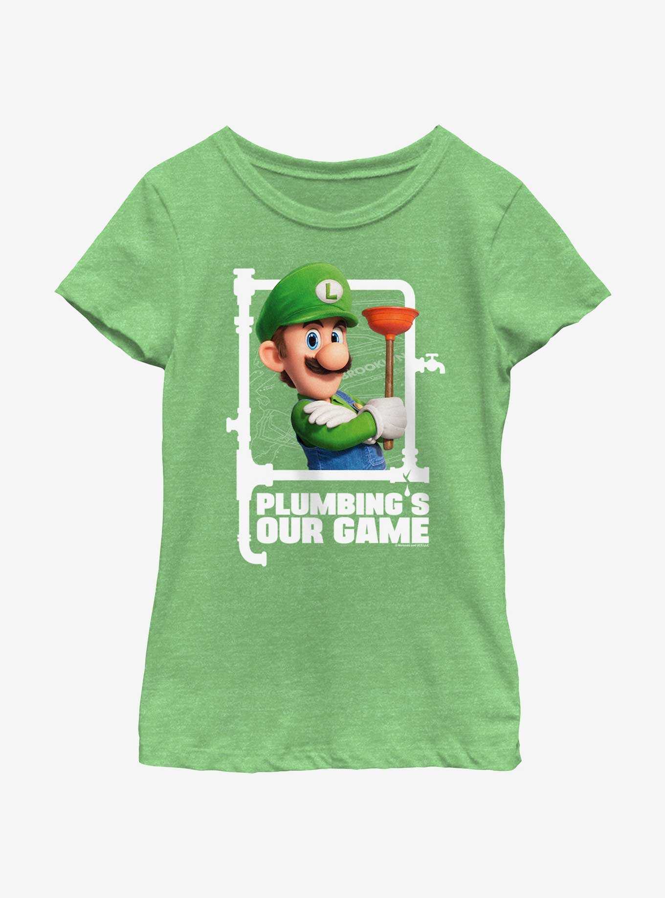 The Super Mario Bros. Movie Luigi Plumbing's Our Game Youth Girls T-Shirt, , hi-res
