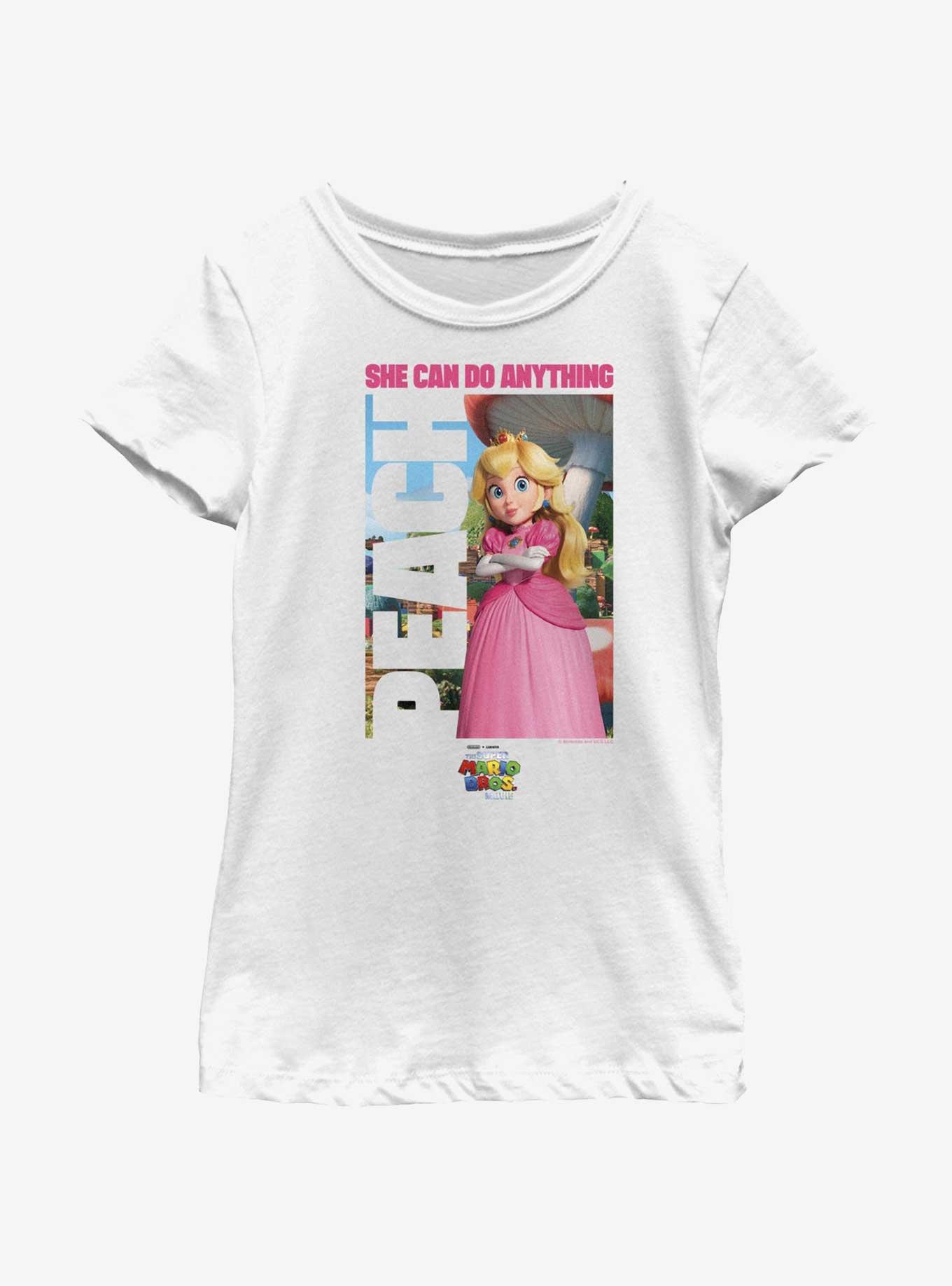 The Super Mario Bros. Movie Peach She Can Do Anything Youth Girls T-Shirt