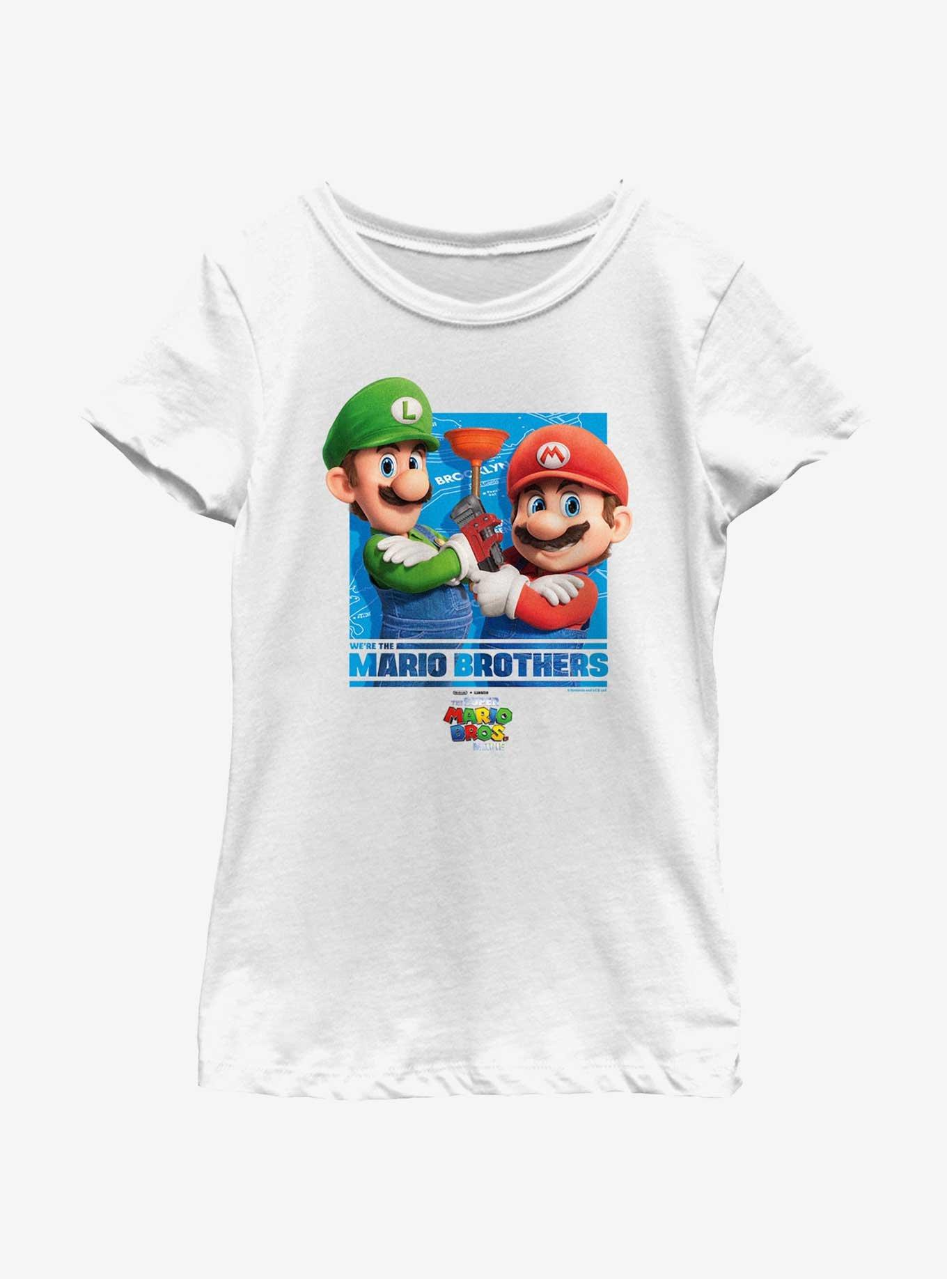 The Super Mario Bros. Movie The Mario Brothers Youth Girls T-Shirt, WHITE, hi-res