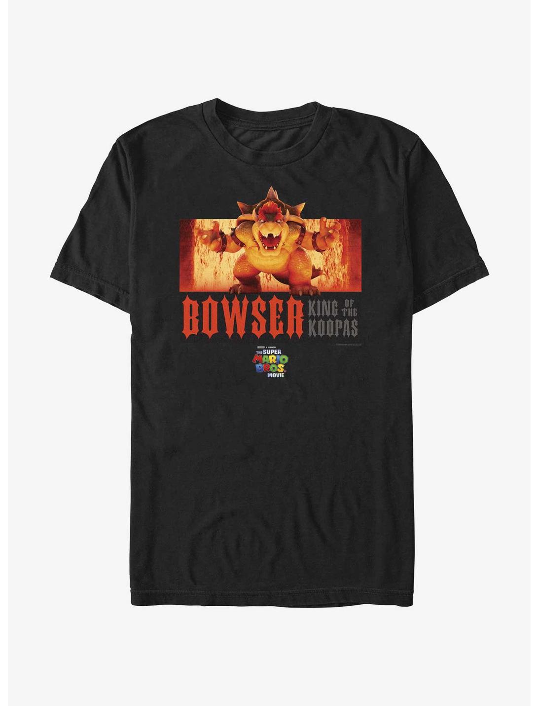 The Super Mario Bros. Movie Flaming King Bowser Poster T-Shirt, BLACK, hi-res