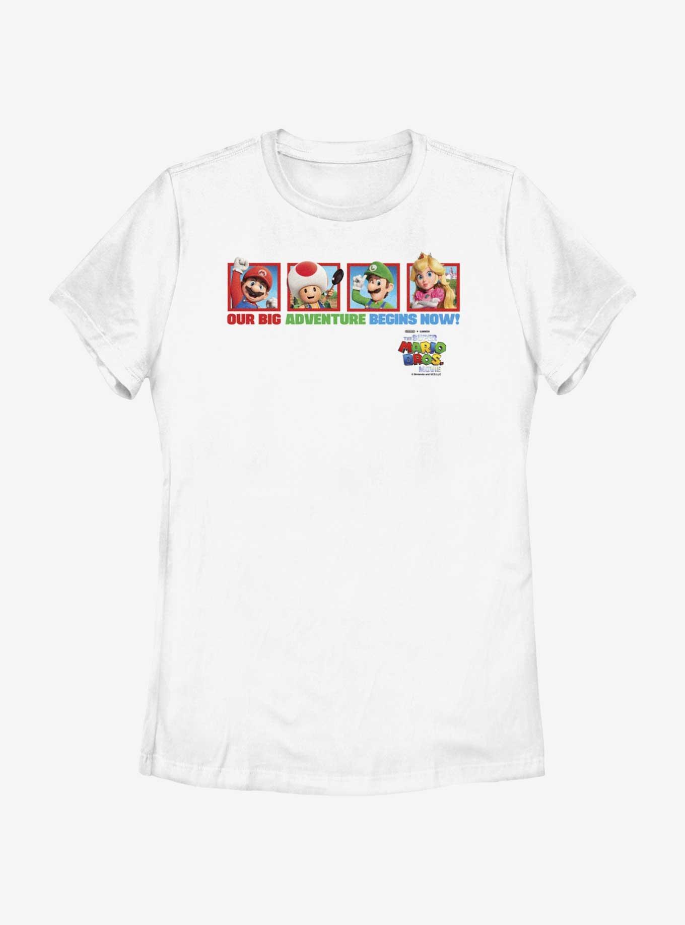 The Super Mario Bros. Movie Big Adventure Mario Toad Luigi & Princess Peach Womens T-Shirt