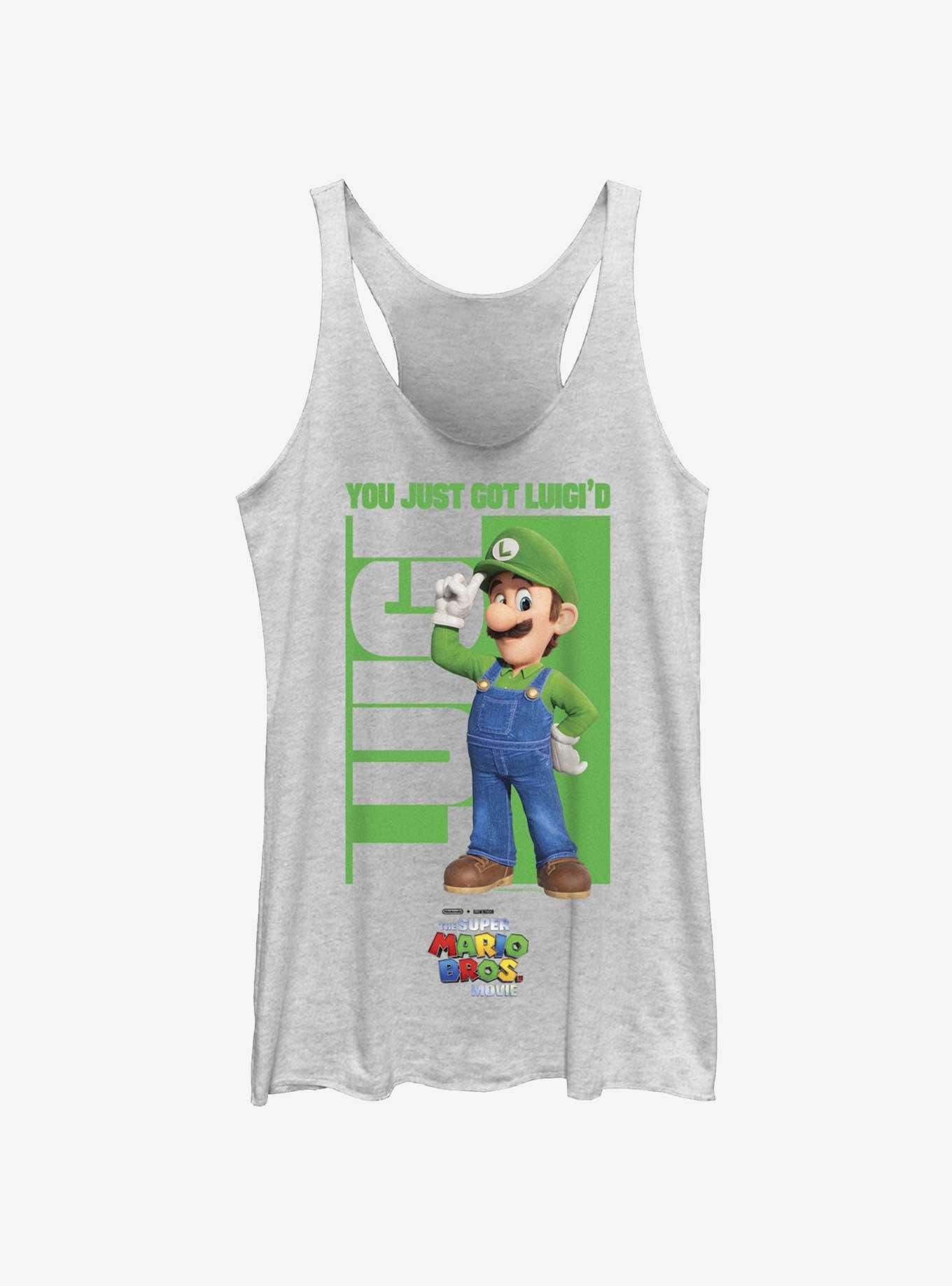 The Super Mario Bros. Movie You Just Got Luigi'd Womens Tank Top, WHITE HTR, hi-res