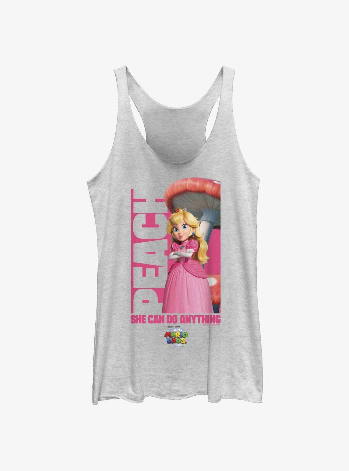 The Super Mario Bros. Movie Peach She Can Do Anything Womens Tank Top, WHITE HTR, hi-res