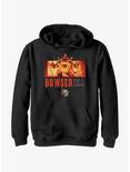 The Super Mario Bros. Movie Flaming King Bowser Poster Youth Hoodie, BLACK, hi-res
