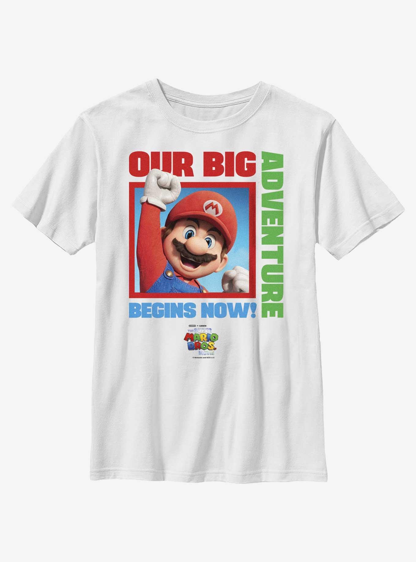 The Super Mario Bros. Movie Mario Our Big Adventure Begins Now Youth T-Shirt, , hi-res