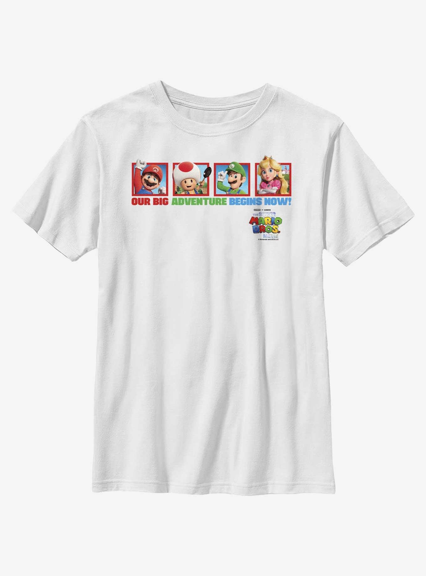The Super Mario Bros. Movie Big Adventure Mario Toad Luigi & Princess Peach Youth T-Shirt