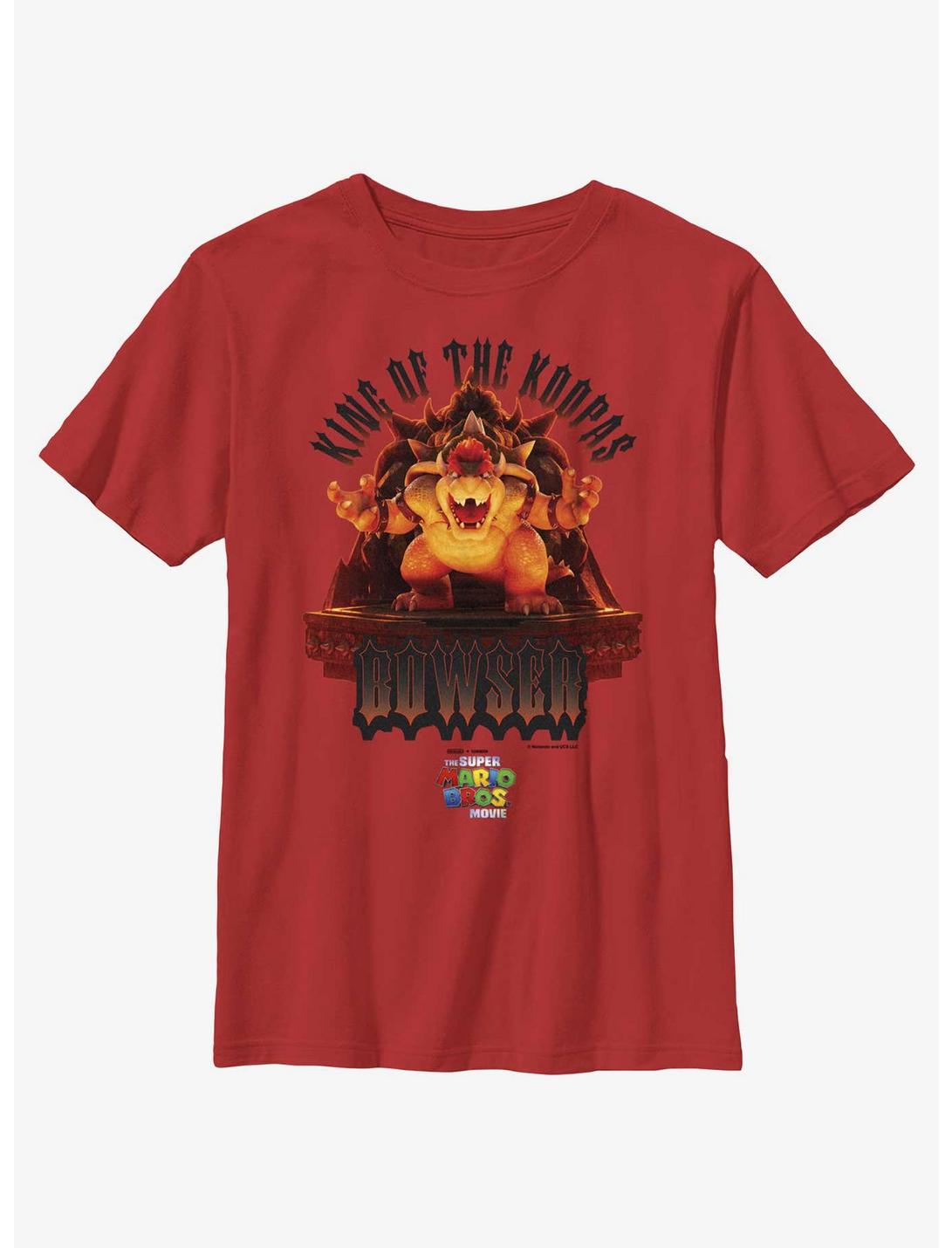 The Super Mario Bros. Movie King Bowser Statue Youth T-Shirt, RED, hi-res