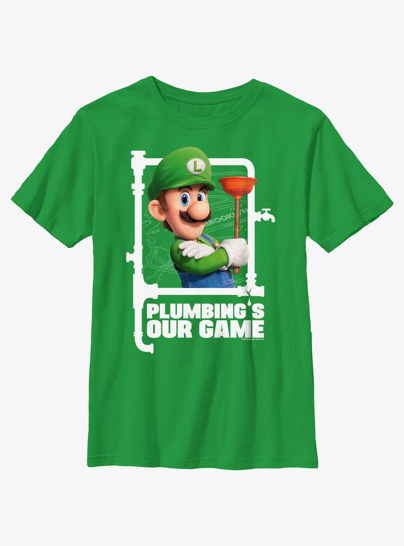 The Super Mario Bros. Movie Luigi Plumbing's Our Game Youth T-Shirt, KELLY, hi-res