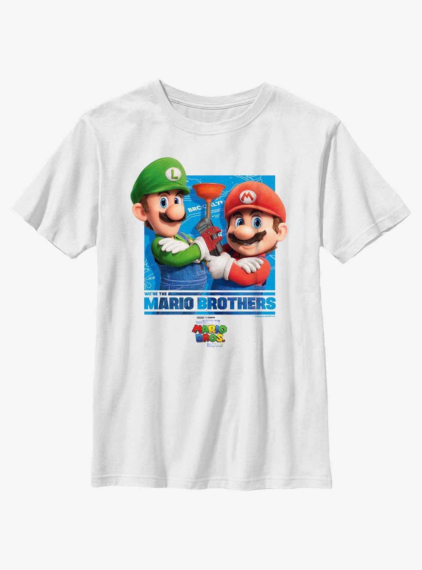 The Super Mario Bros. Movie The Mario Brothers Youth T-Shirt, WHITE, hi-res