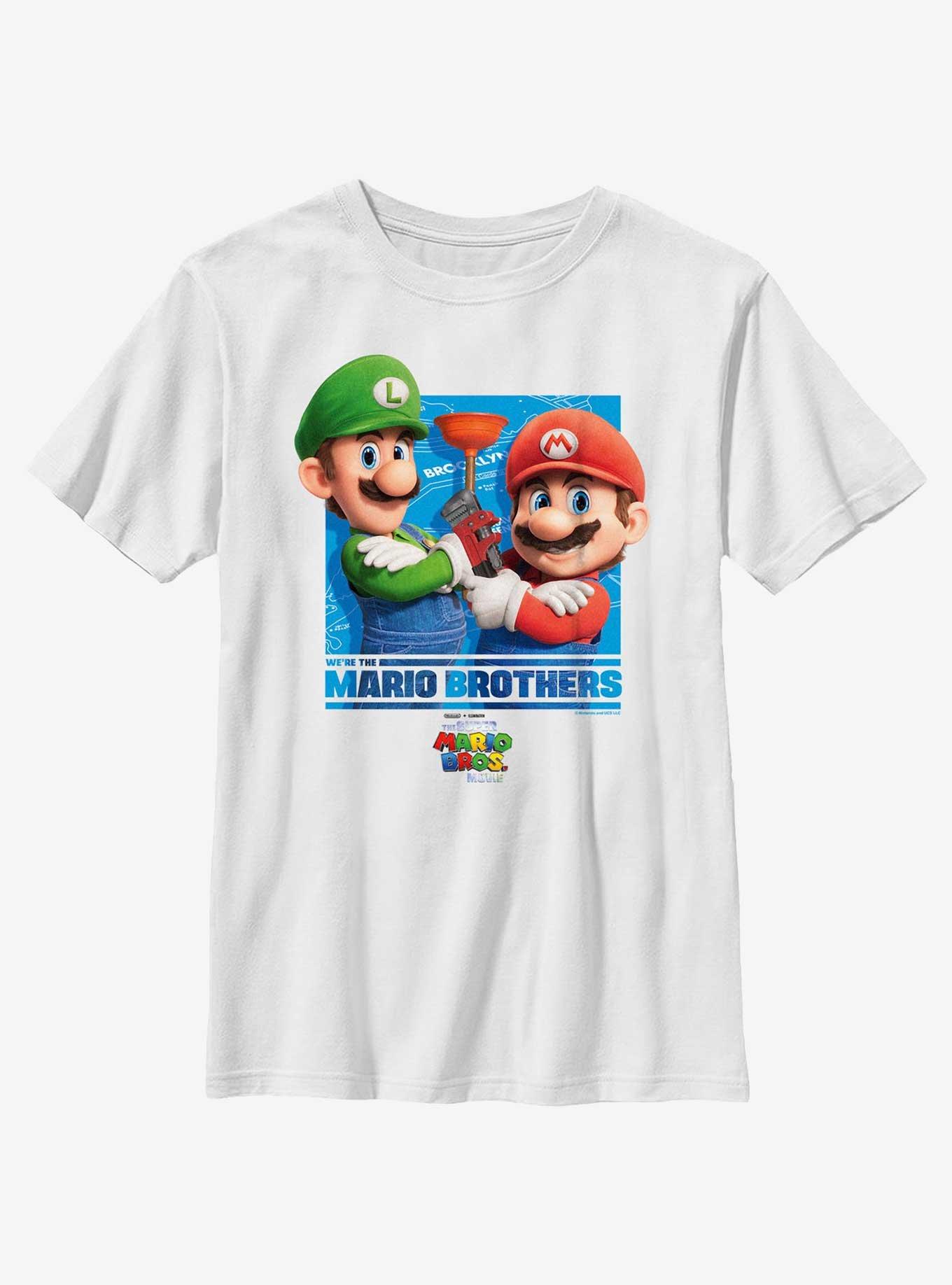 The Super Mario Bros. Movie The Mario Brothers Youth T-Shirt, WHITE, hi-res