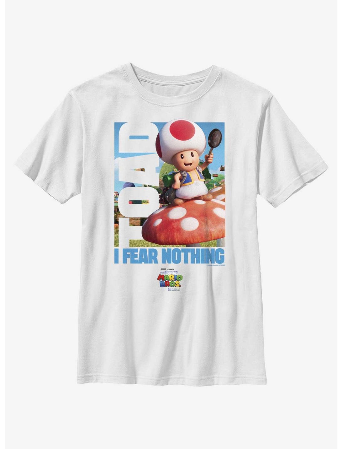 The Super Mario Bros. Movie Toad Fear Nothing Youth T-Shirt, WHITE, hi-res