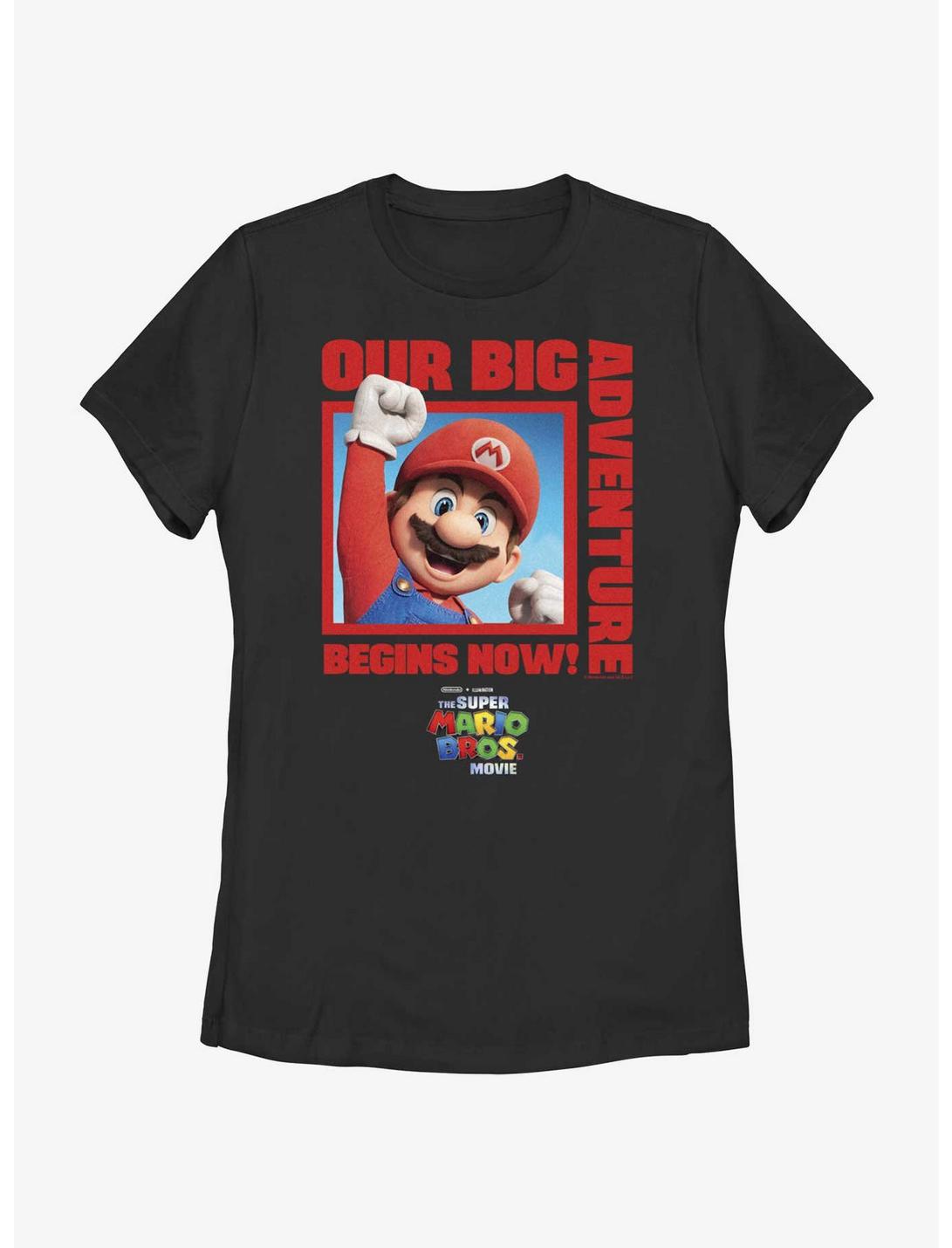 The Super Mario Bros. Movie Mario Our Big Adventure Begins Now Womens T-Shirt, BLACK, hi-res