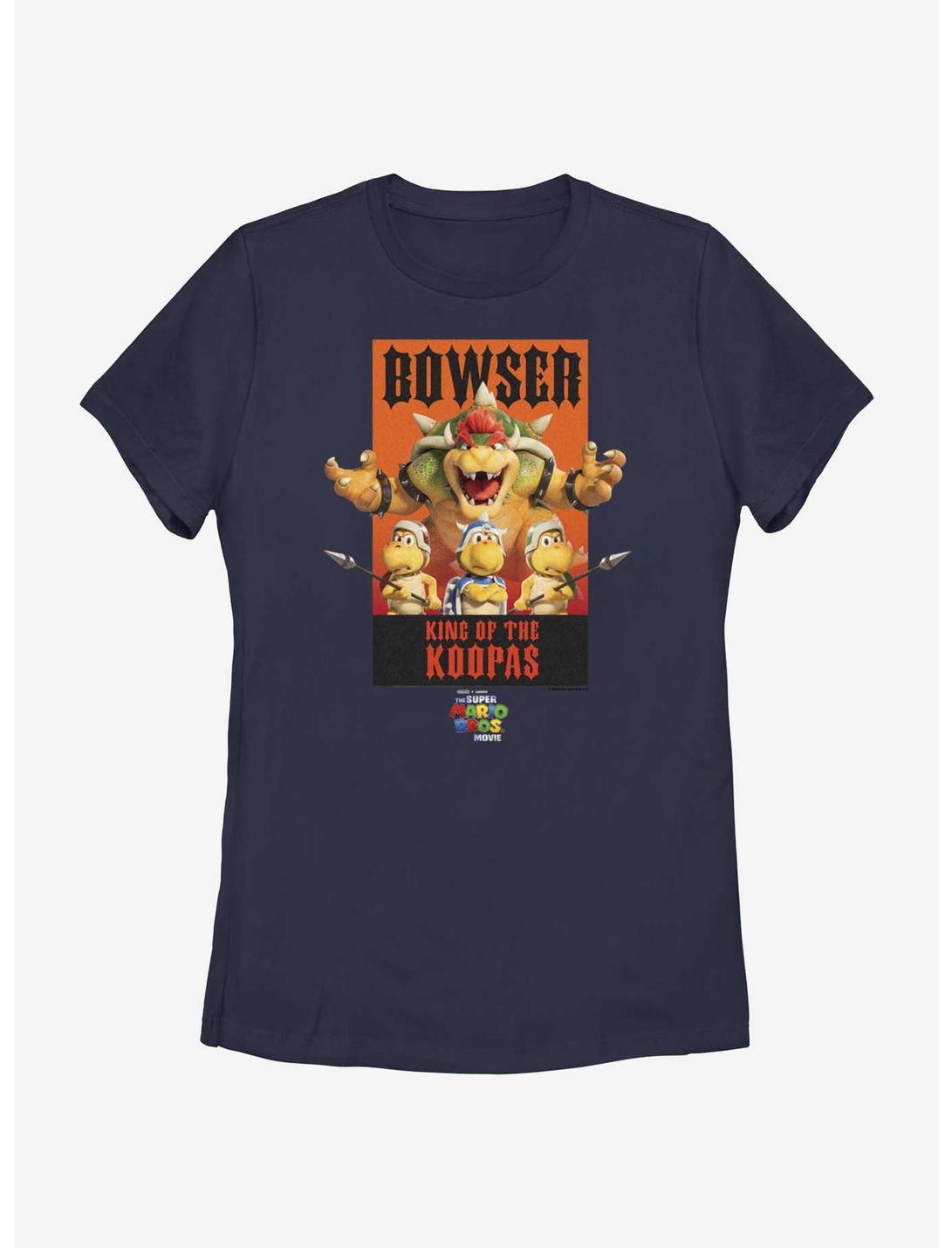 The Super Mario Bros. Movie Bowser King of the Koopas Poster Womens T-Shirt, NAVY, hi-res