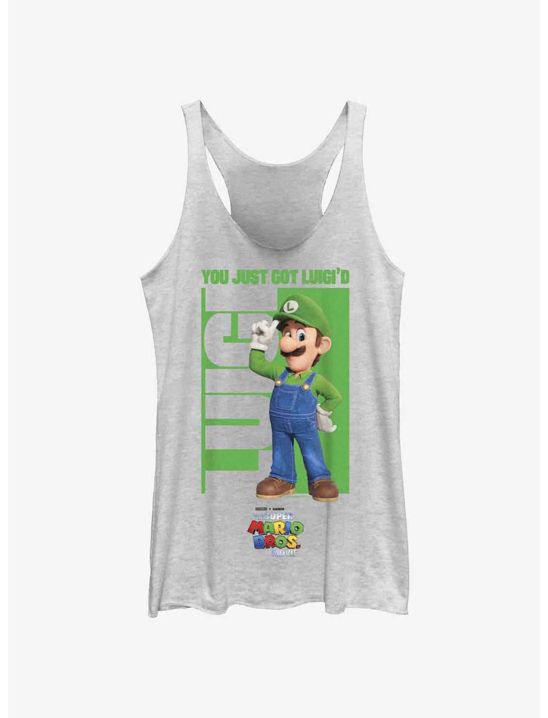The Super Mario Bros. Movie You Just Got Luigi'd Womens Tank Top, WHITE HTR, hi-res