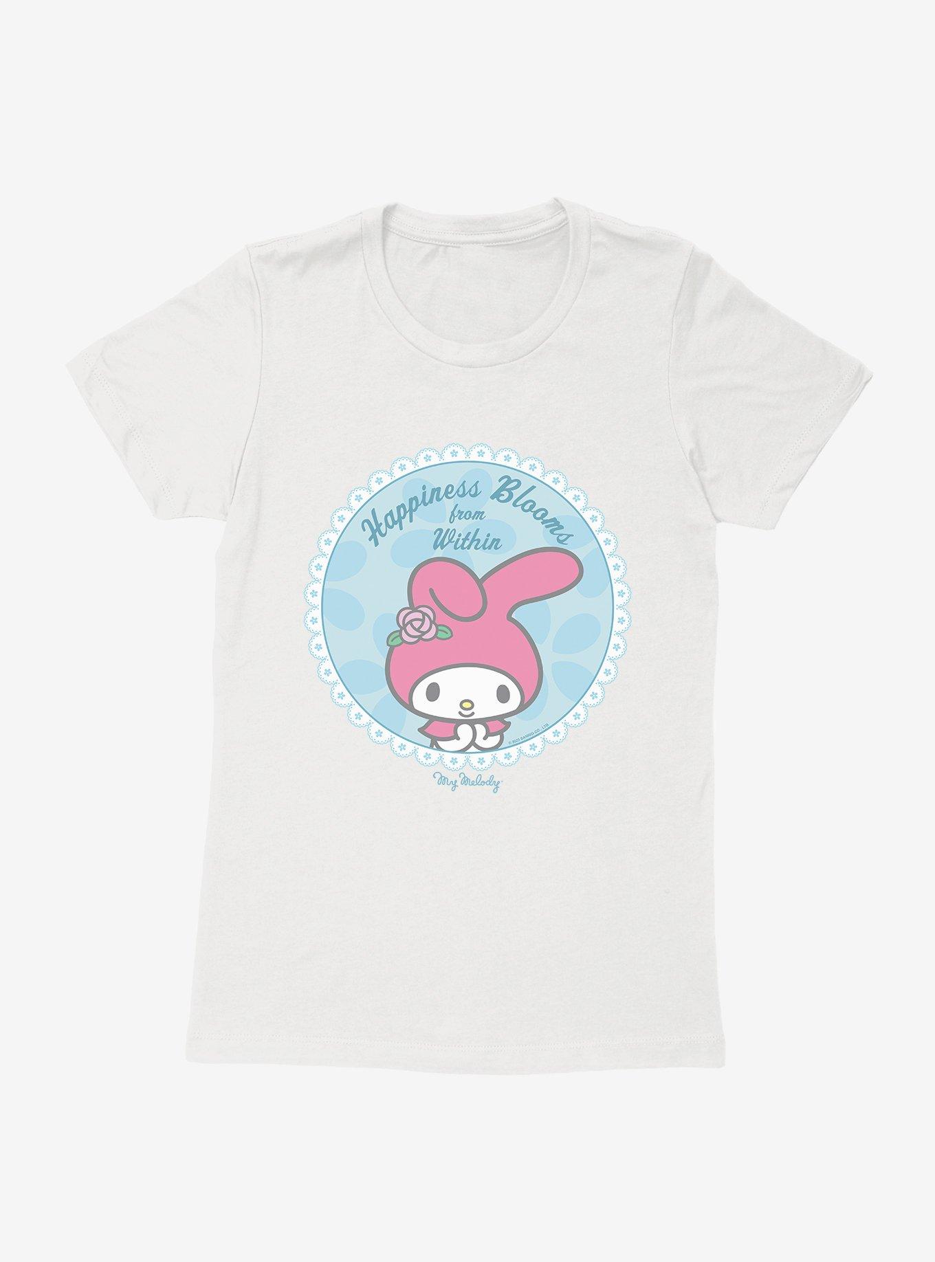 My Melody Happiness Blooms From Within Womens T-Shirt, WHITE, hi-res