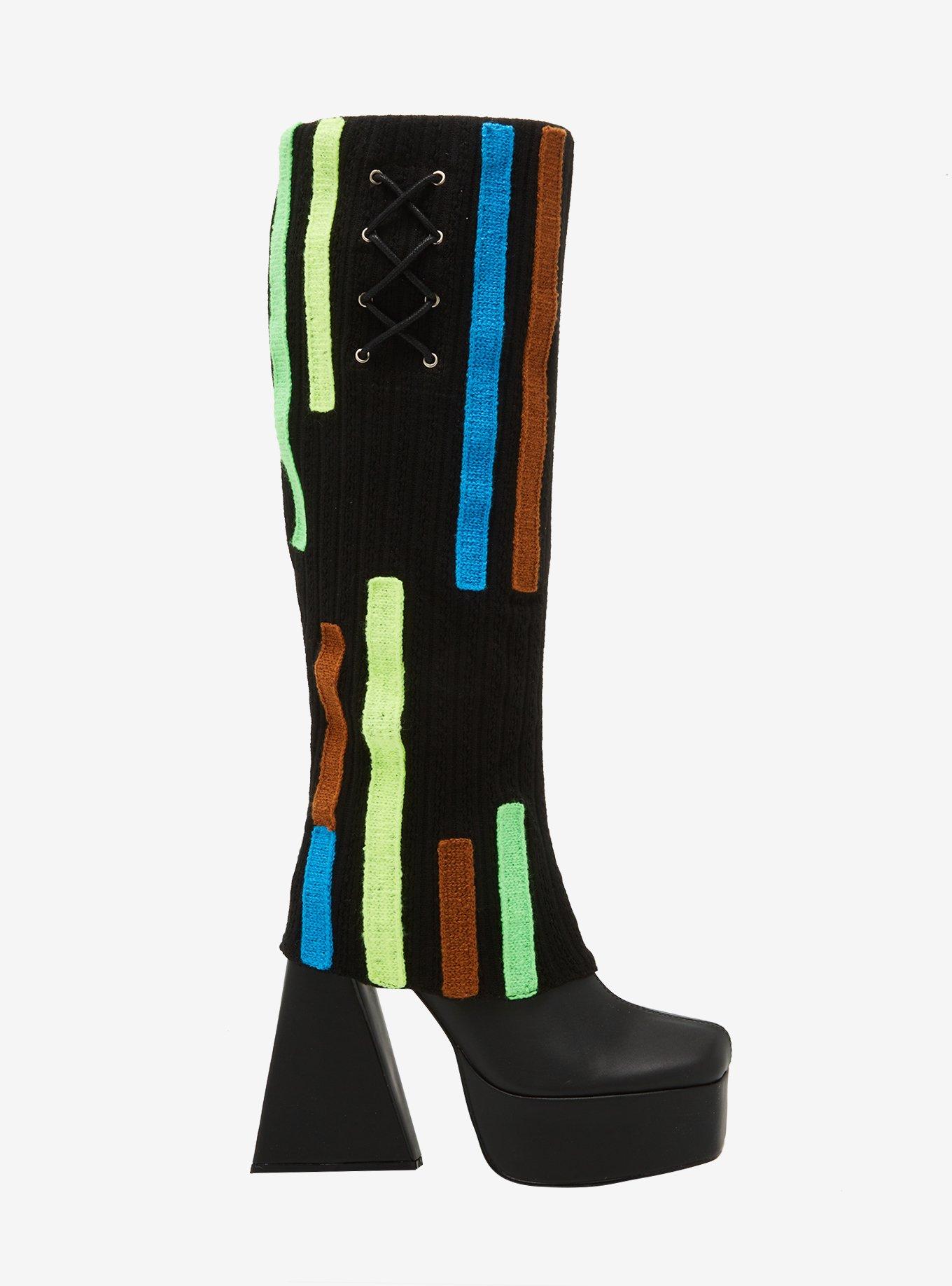 Koi Colorful Patch Leg Warmer Platform Boots, , hi-res