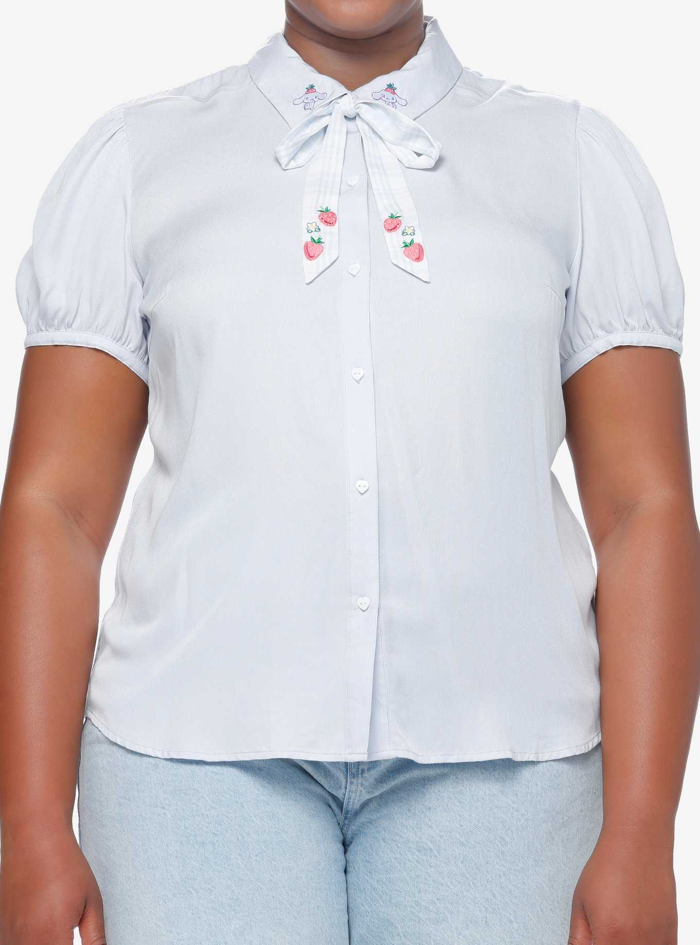 Cinnamoroll Strawberries Bow Girls Woven Button-Up Plus Size, , hi-res