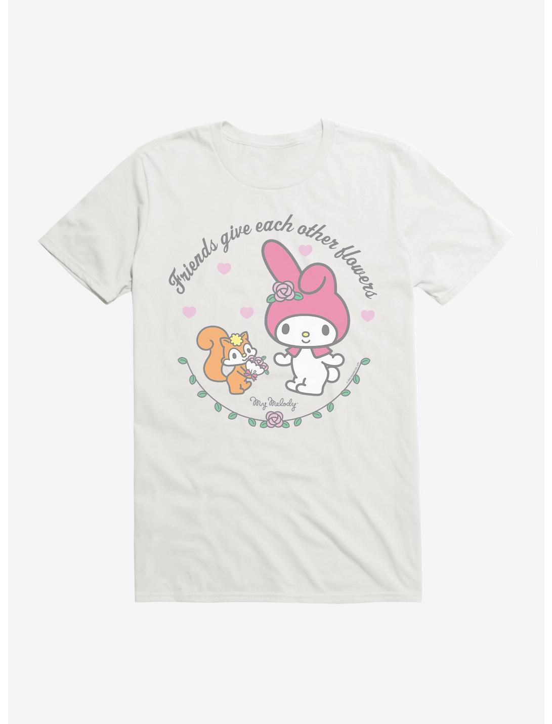 My Melody Friends Give Each Other Flowers T-Shirt, WHITE, hi-res