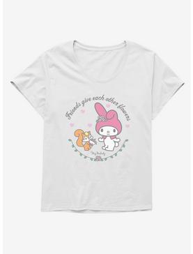 My Melody Friends Give Each Other Flowers Womens T-Shirt Plus Size, , hi-res