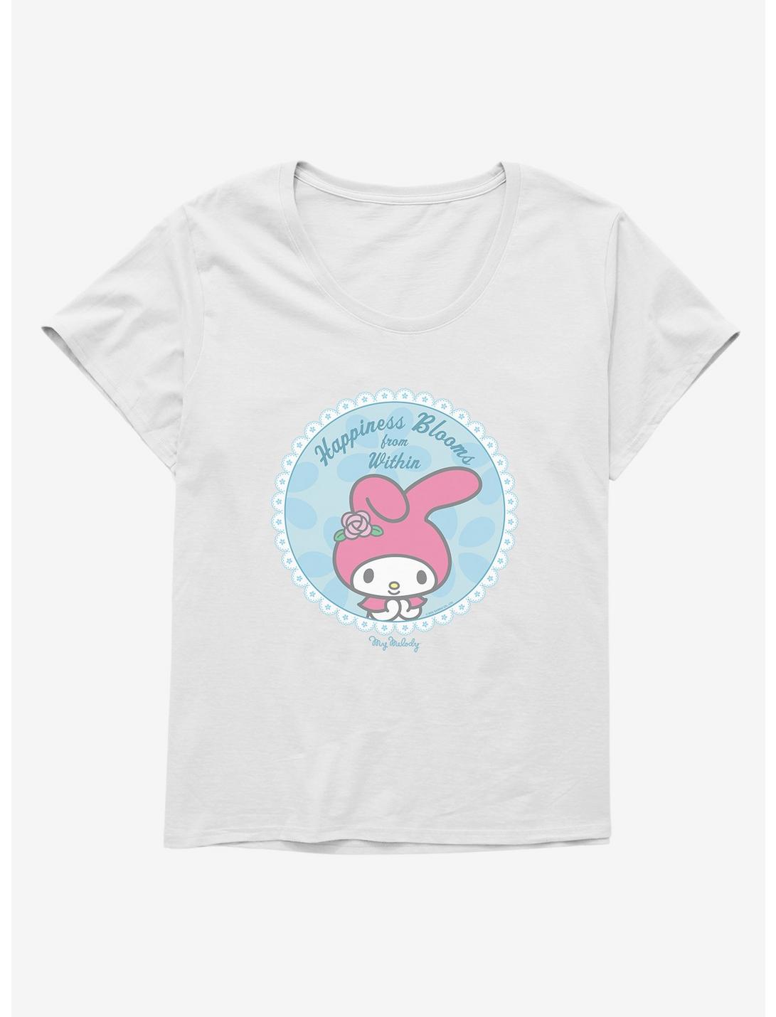 My Melody Happiness Blooms From Within Womens T-Shirt Plus Size, WHITE, hi-res